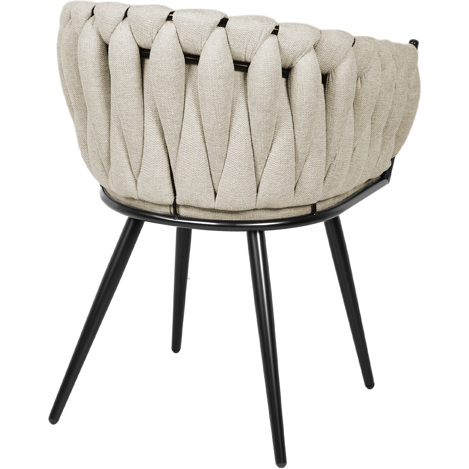 Silla Comedor Patron Tejido Elegante Moderno Estructura De La Silla Negro Asiento Beige