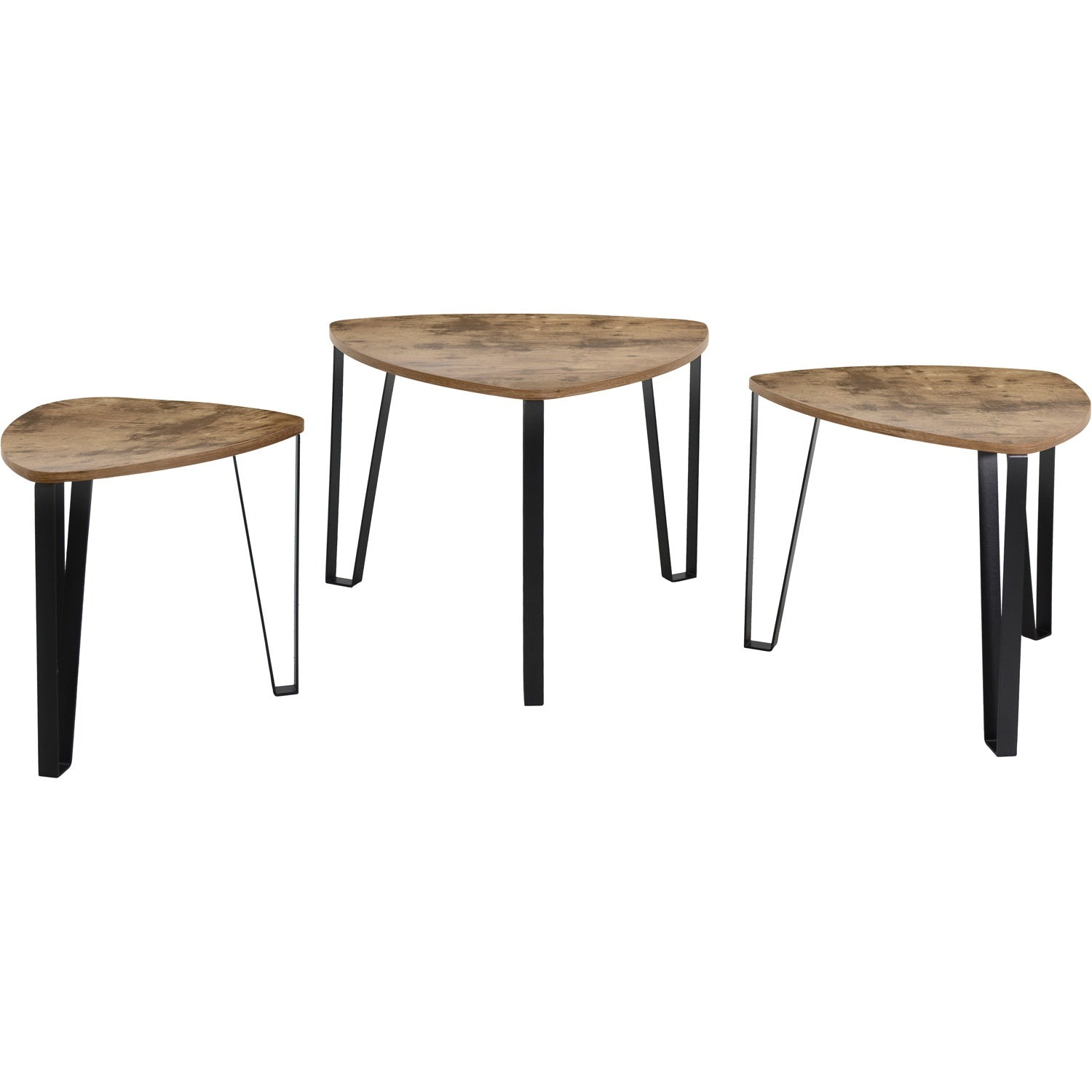 Set Mesa Triangular 3 Industrial Centro Laterales Madera
