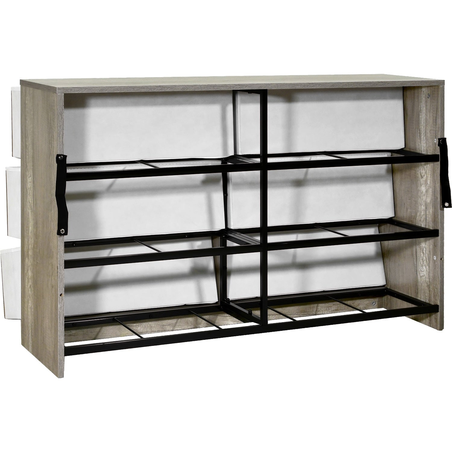 Mueble Comoda Cajonera 6 Cajones Tela Estructura Acero Mdf Color Beige
