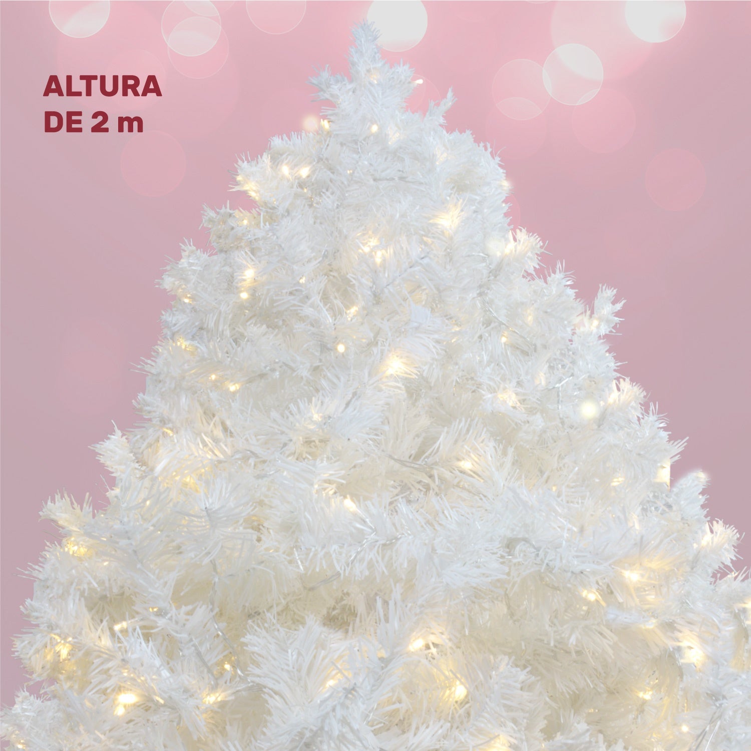 Arbol Navidad Blanco 2.0 Mts Luces Led 600 Ramas Frondoso
