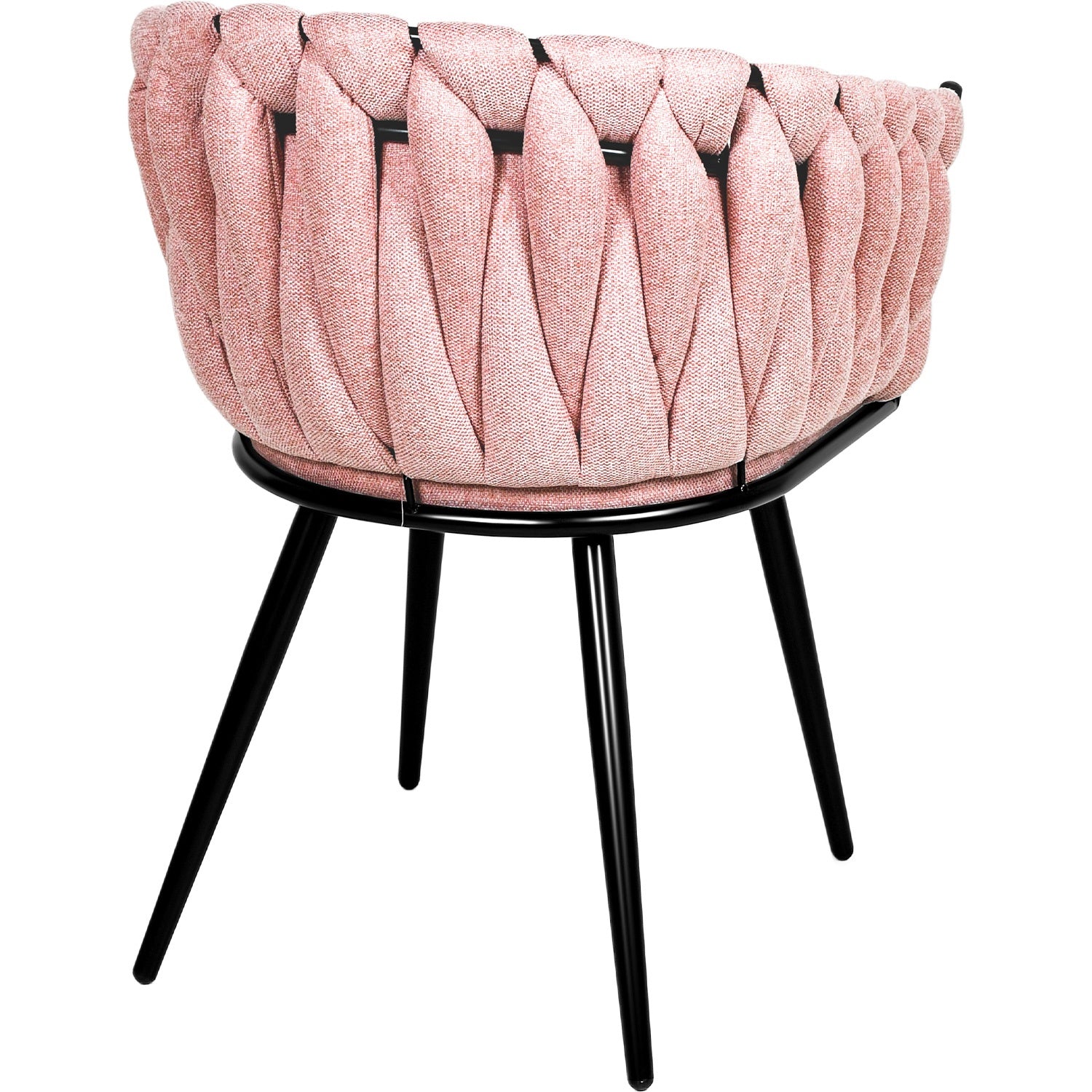 Silla Comedor Patron Tejido Elegante Moderno Estructura De La Silla Negro Asiento Rosa