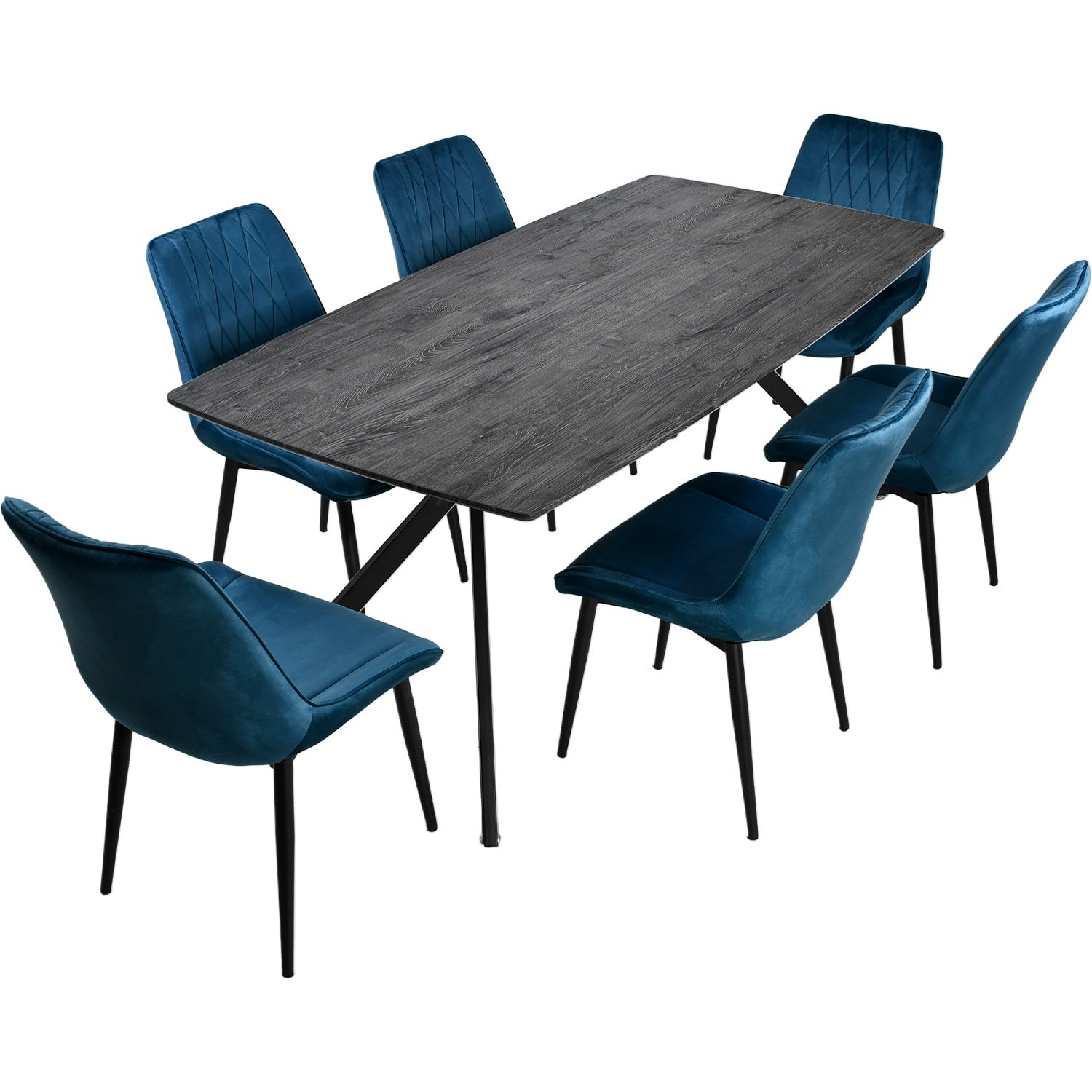 Mesa Comedor 6 Pers Nordico Gris Hogar Lujo 180x90x73