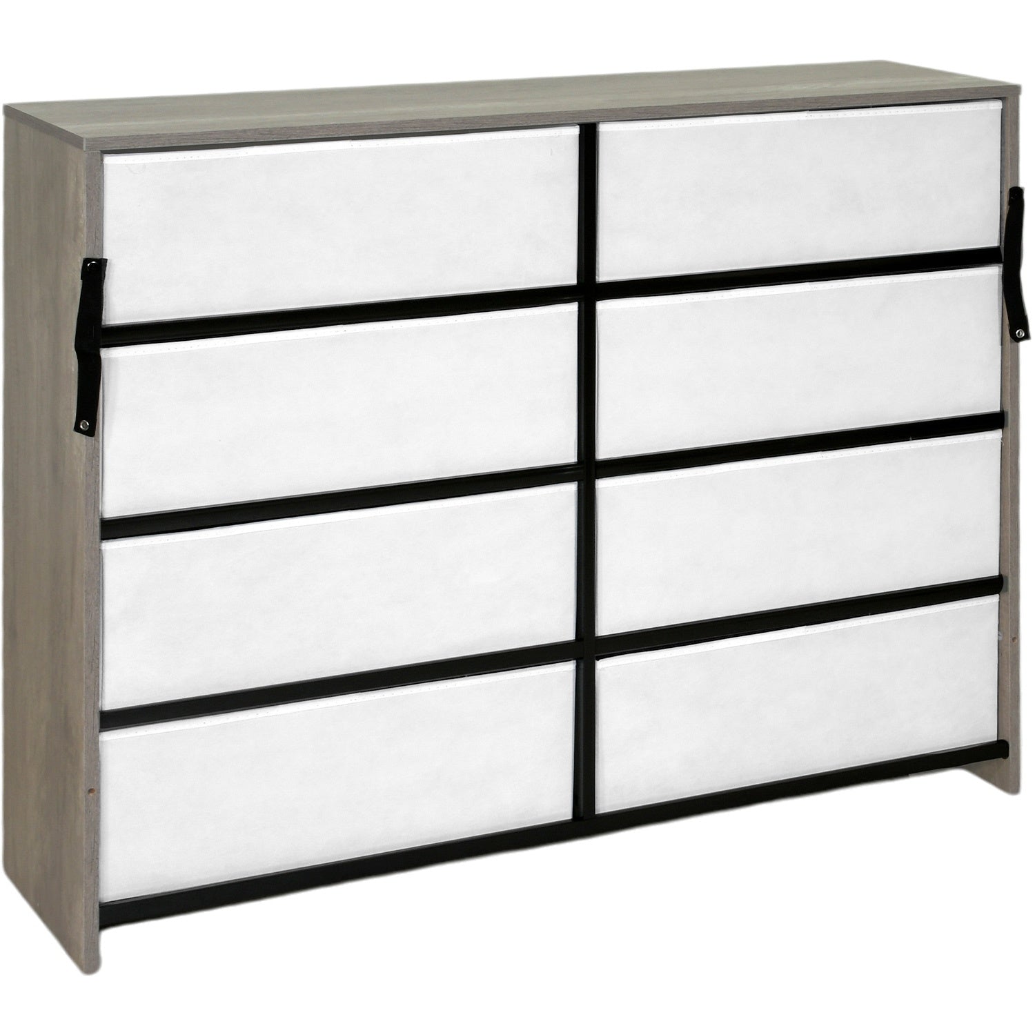Comoda 8 Cajones Cajonera Tela Estructura Acero Mdf Color Beige