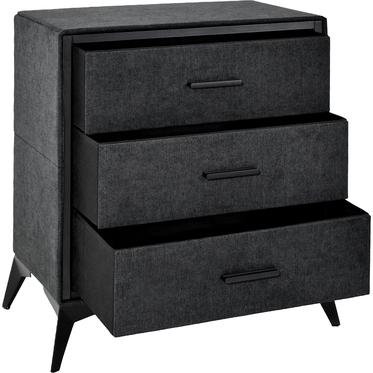 Buro Cajonera 3 Cajones Tela Tejido Comoda Recamara Negro