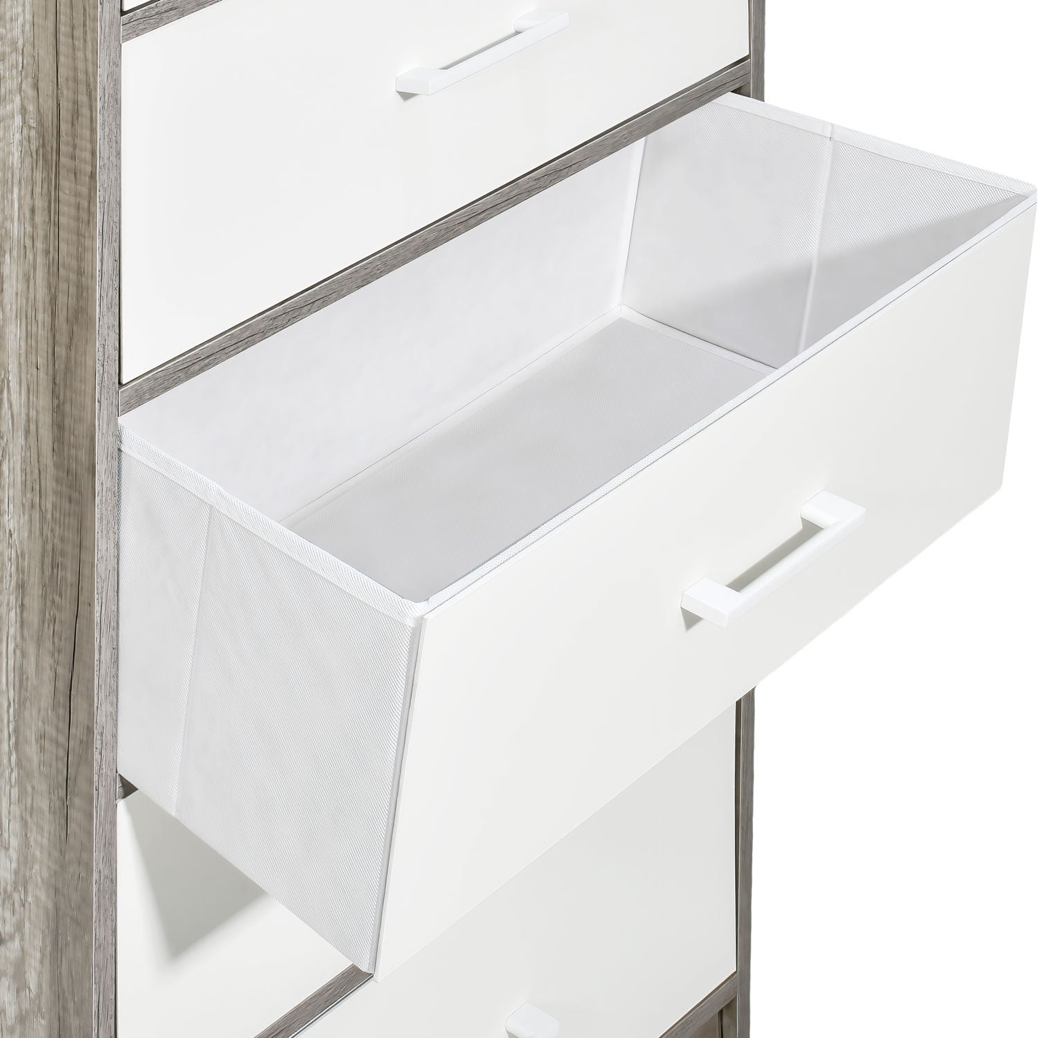 Mueble Comoda Cajonera 5 Cajones Tela Estructura Acero Mdf Color Beige