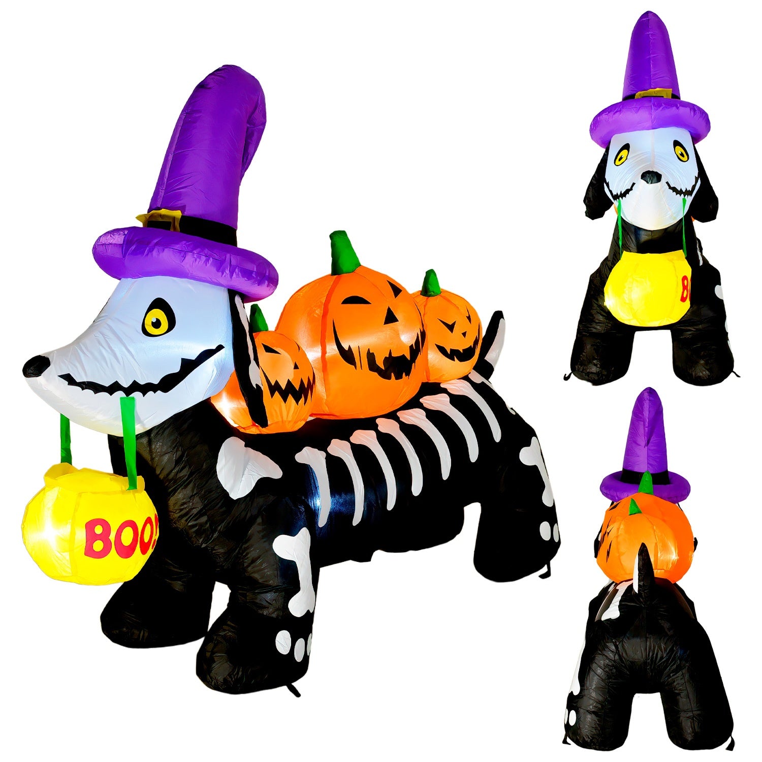 Inflable Halloween 1.8m Perro Salchicha Embrujado Luz Led