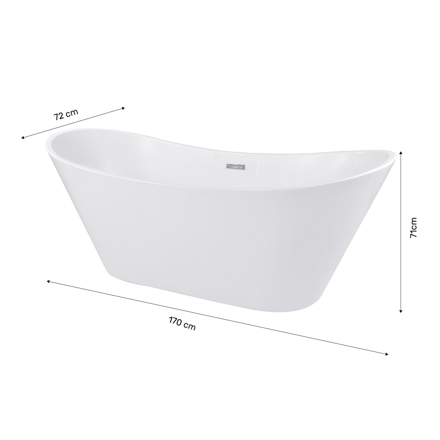 Tina Baño Fibra De Vidrio Bañera Lujo Teseo 170 X 72 X 70 Cm Blanca