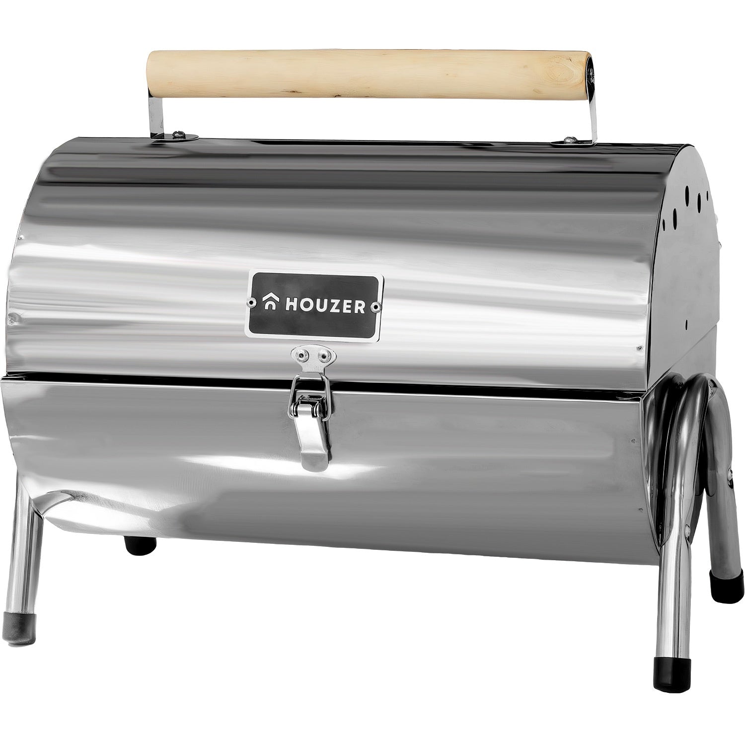 Asador Carbon Portatil Tipo Barril Cromado 2 Parrillas 42x35 Color Cromo