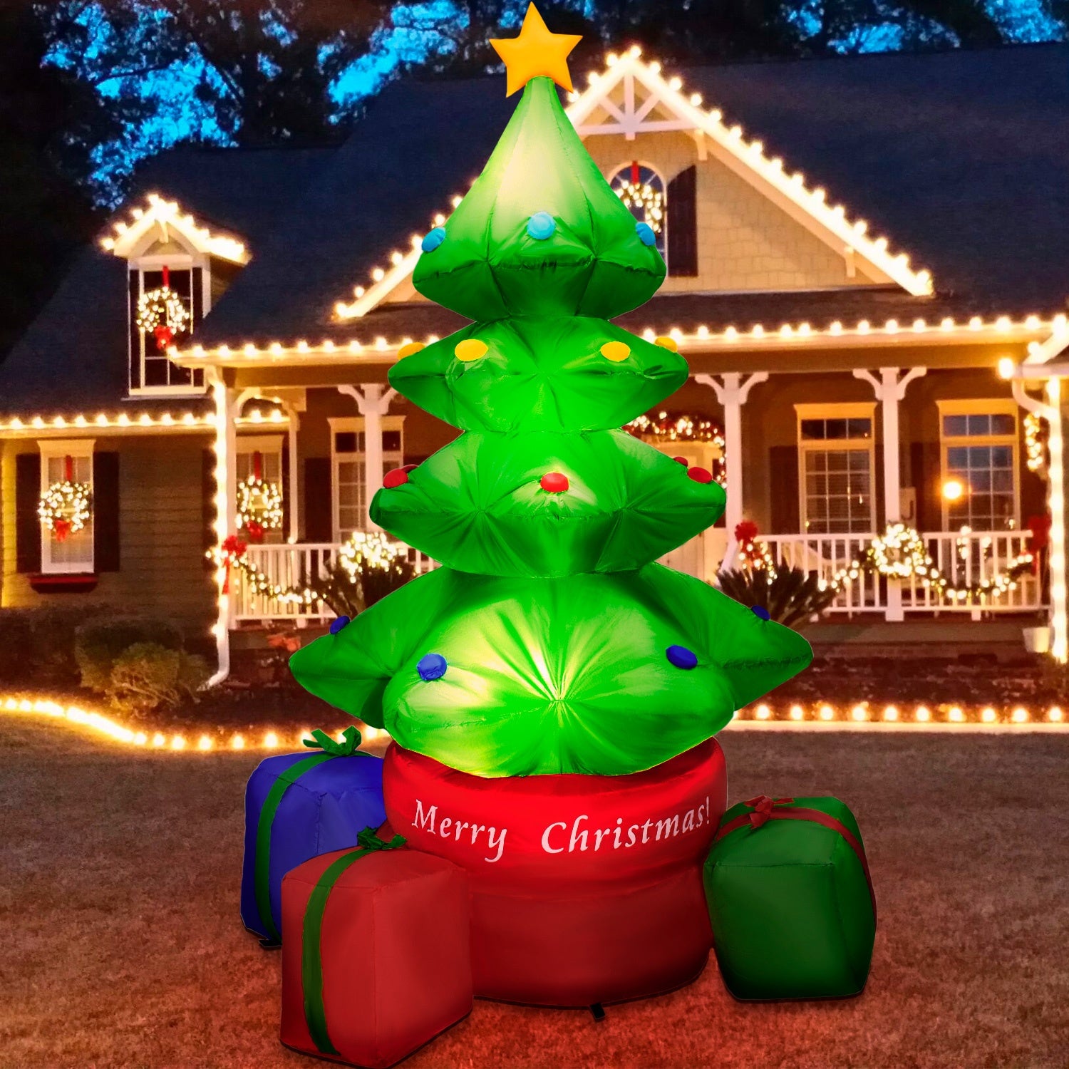 Inflable Navidad Arbol Giratorio 360° 2.2m Decoracion Led