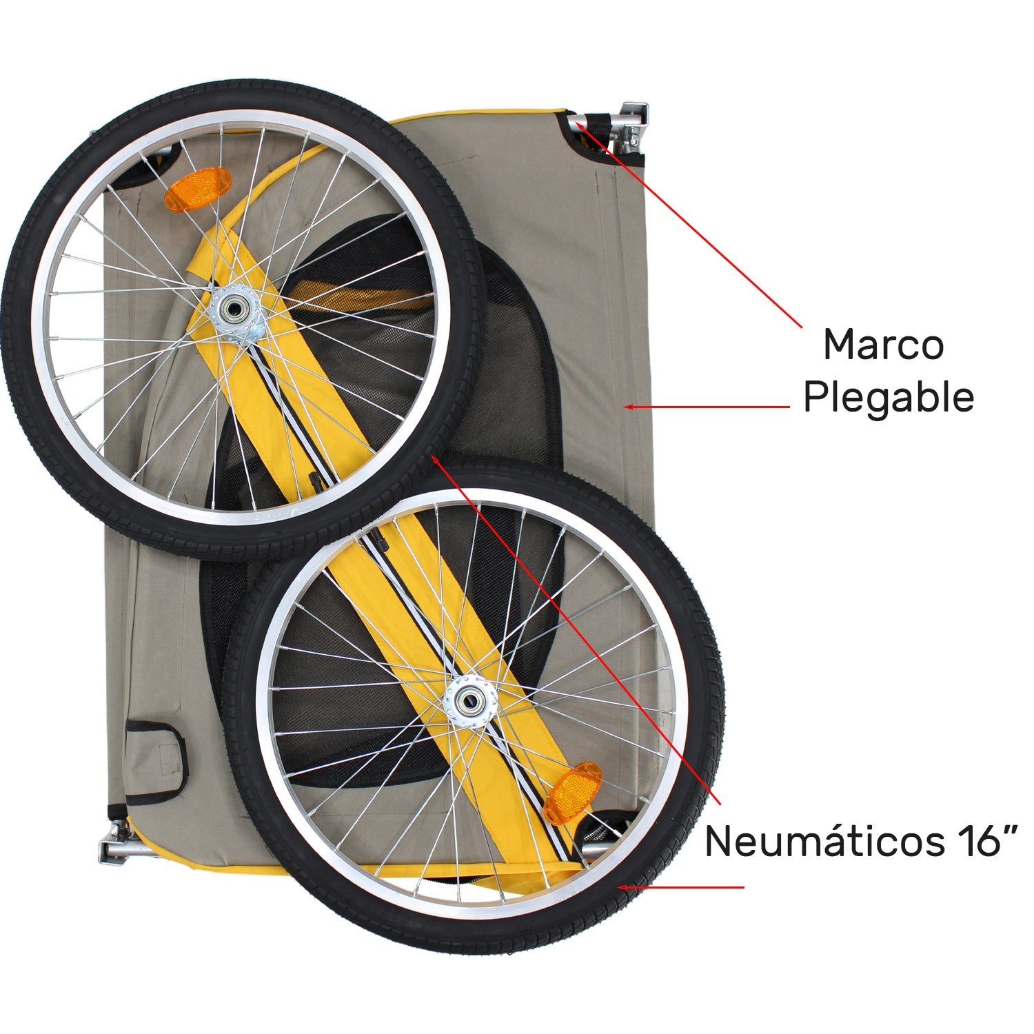 Remolque Carrito Para Bicicleta Niños Infaltil Mascotas 60kg Naranja