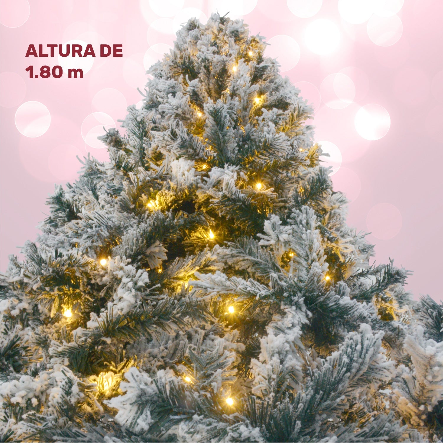 Arbol Navidad Nevado 180 Cm Luces Led Frondoso 600 Ramas