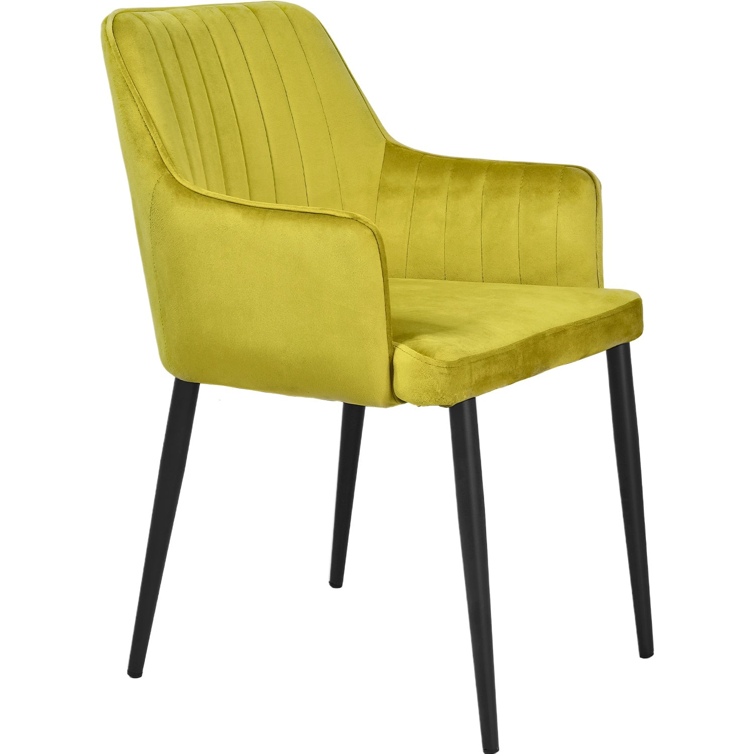 Silla Sillon Comedor Tapizado Terciopelo Moderno Amarillo