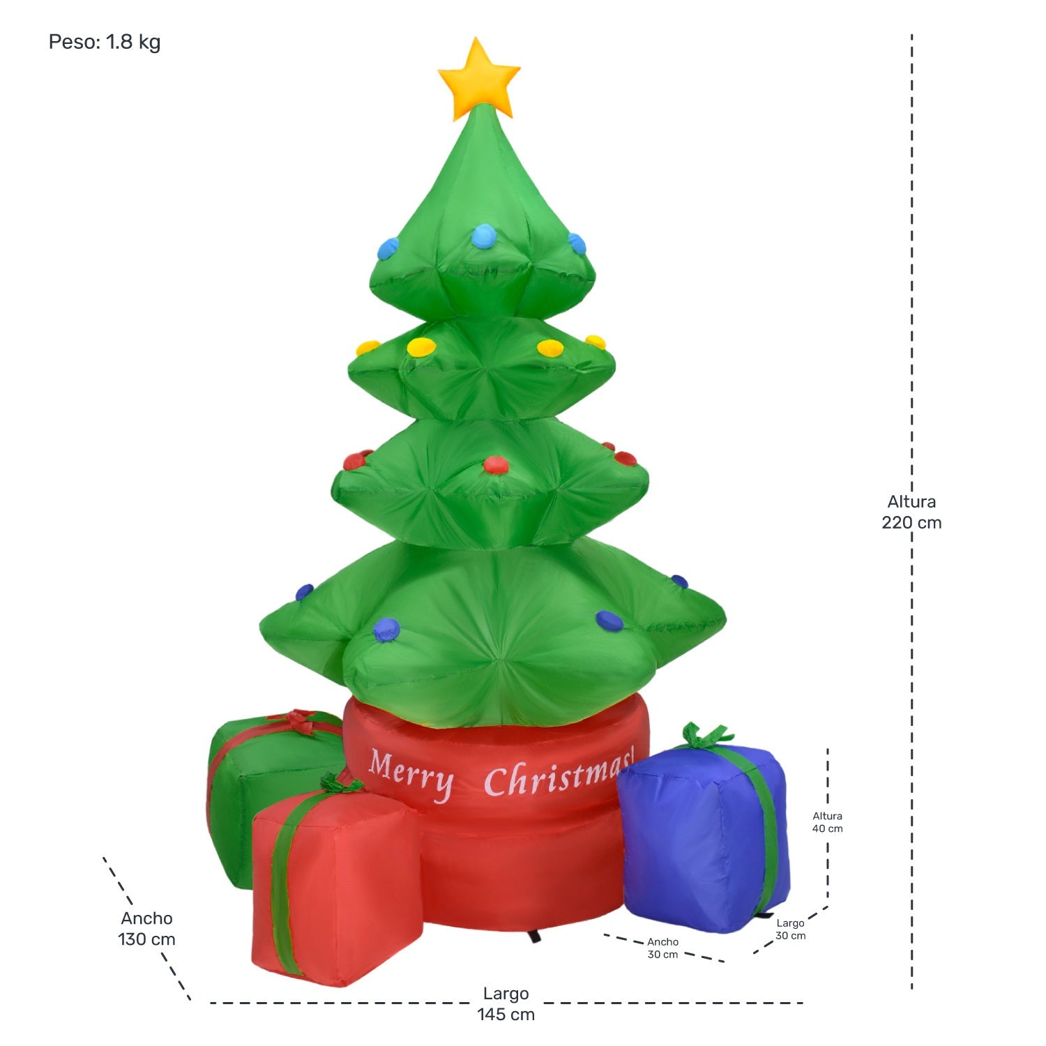 Inflable Navidad Arbol Giratorio 360° 2.2m Decoracion Led