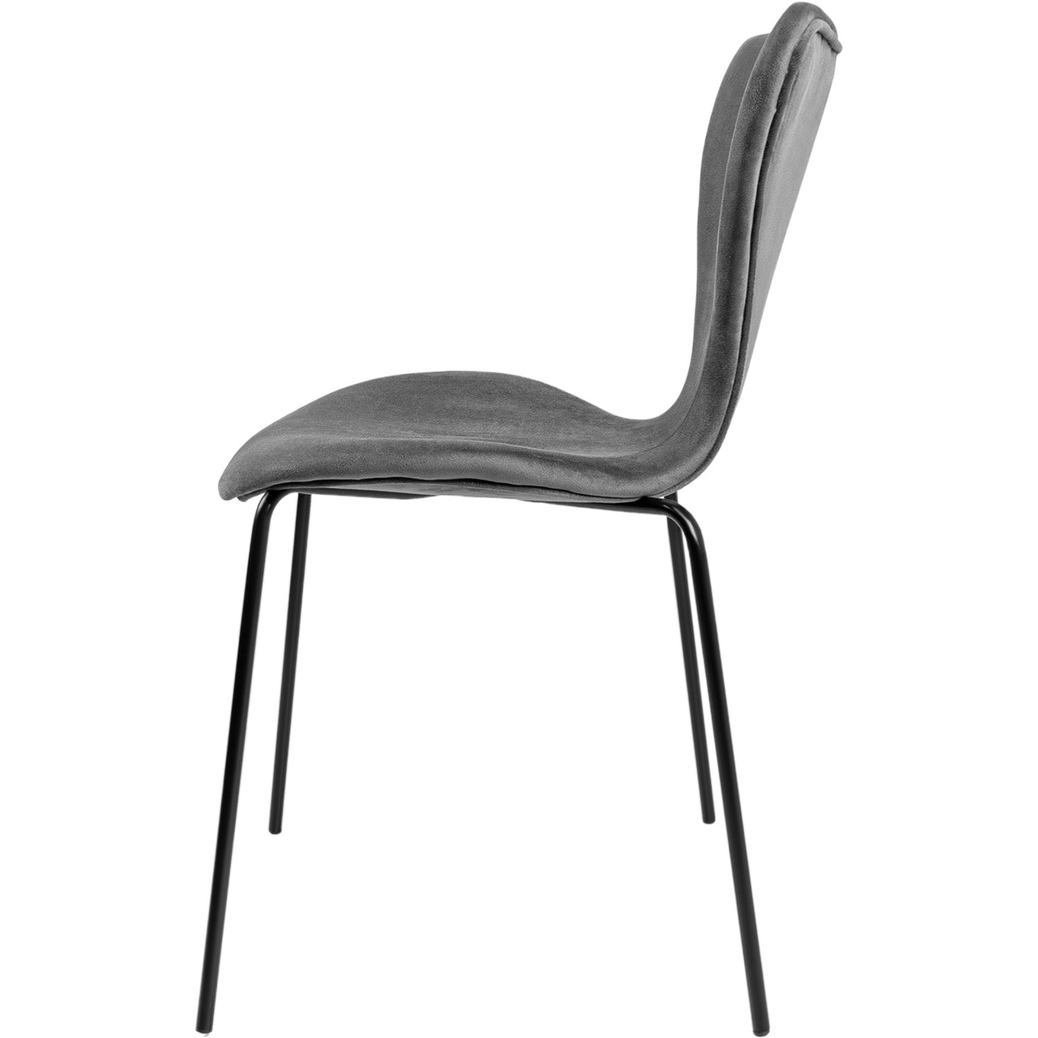 Silla Tapizada Terciopelo Comedor Minimalista Gris Oscuro