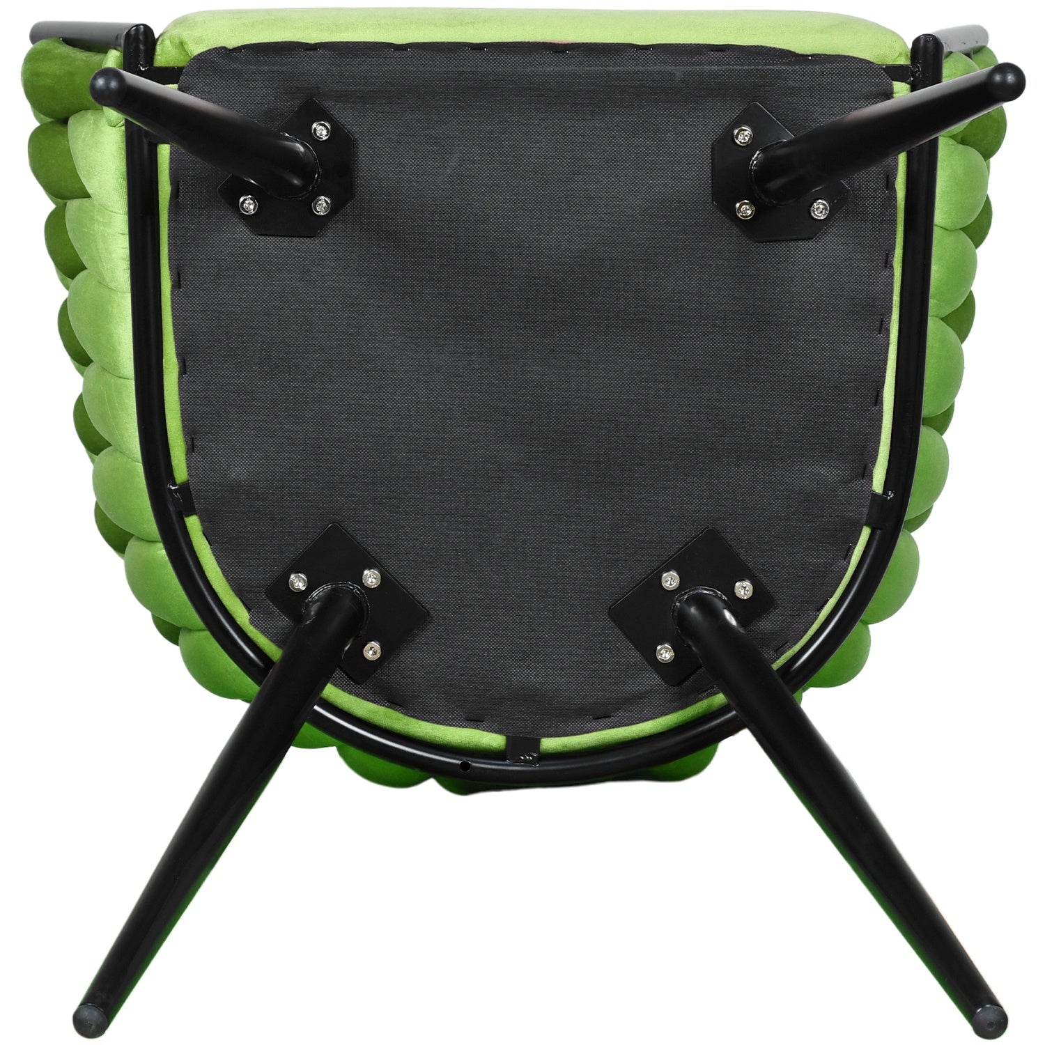 Silla Comedor-Tejida Terciopelo Modernas Elegante Estructura De La Silla Negro Asiento Verde