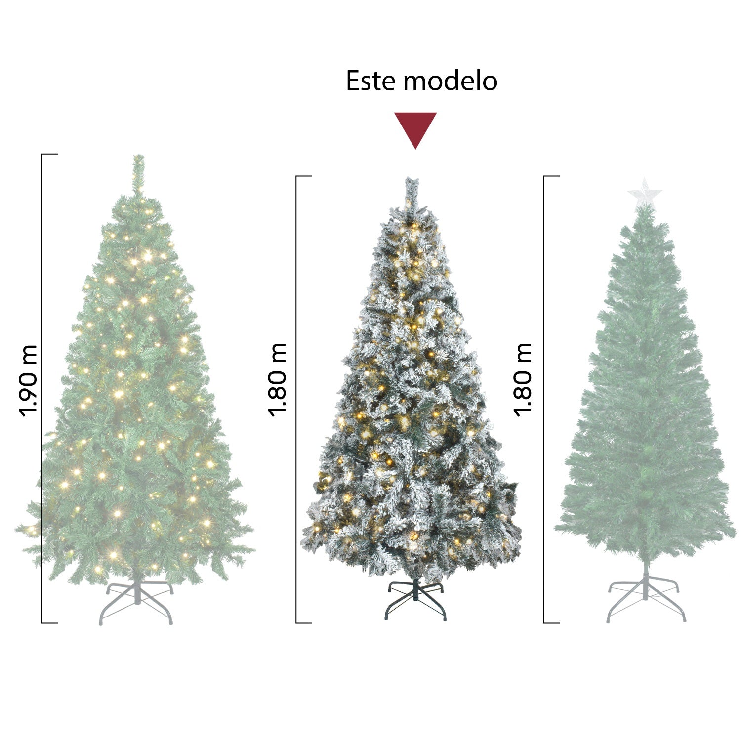 Arbol Navidad Nevado 180 Cm Luces Led Frondoso 600 Ramas