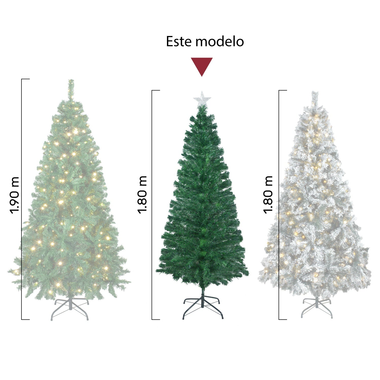 Arbol Navidad Led Fibra Optica 180 Cm 200 Ramas + Estrella