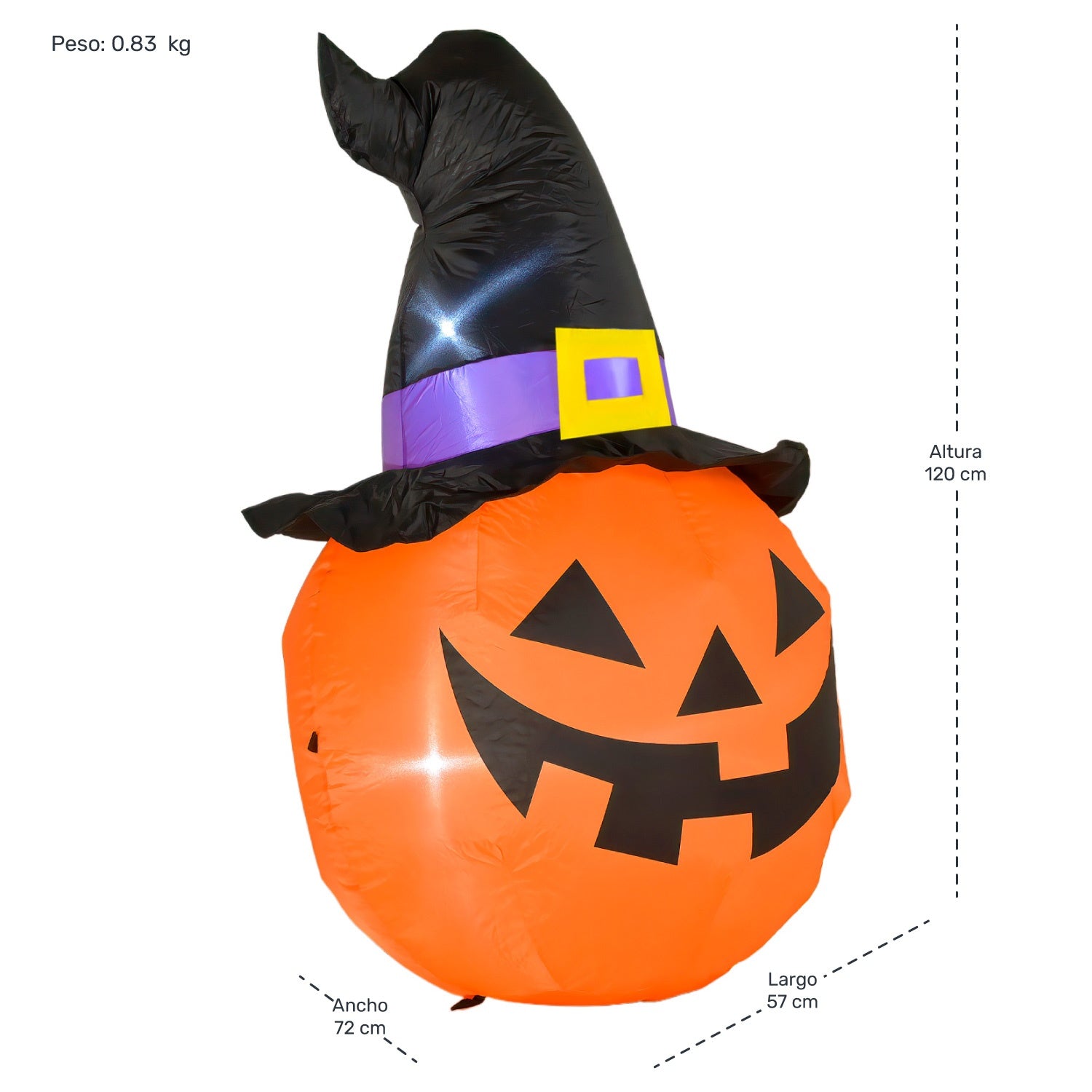 Inflable Halloween Cabeza Calabaza Embrujada Led 1.20 Mts