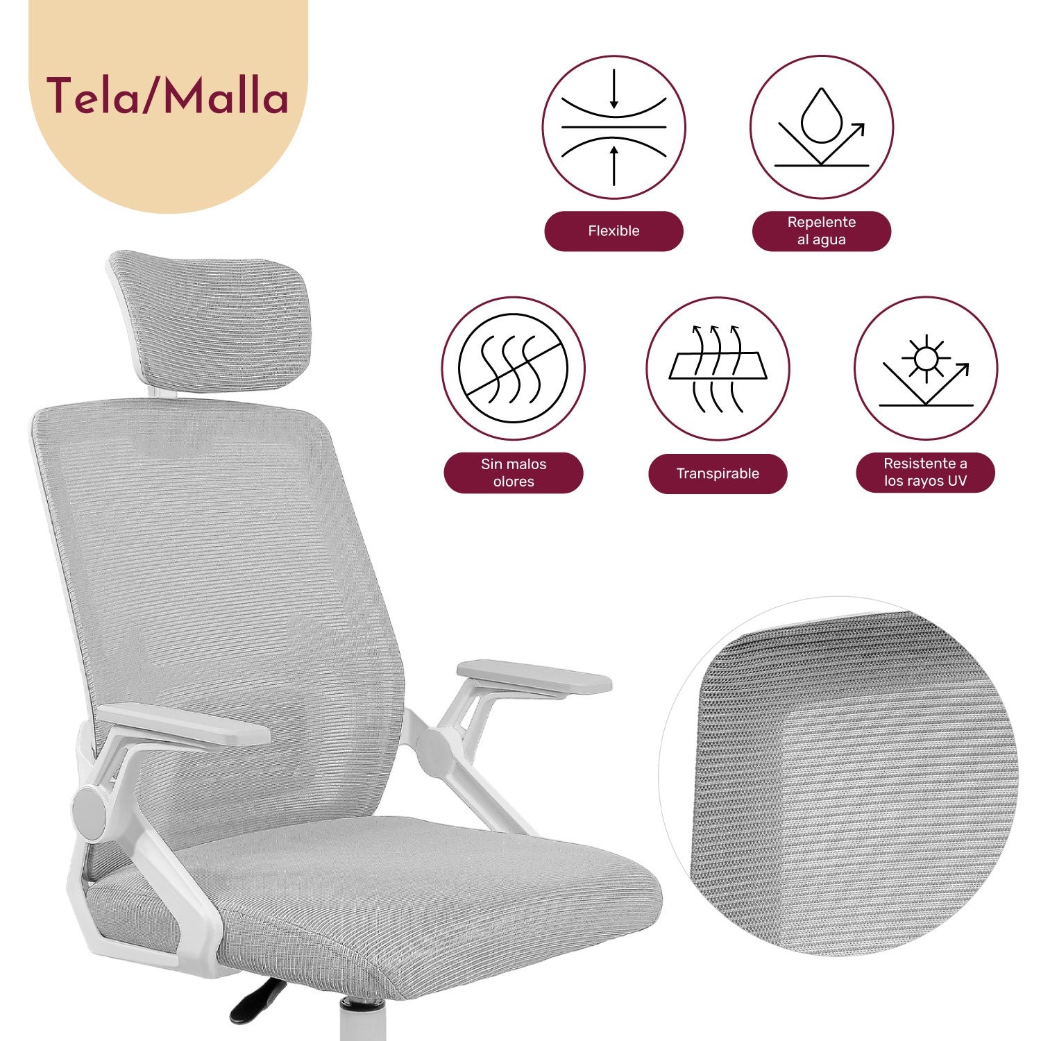 Silla Oficina Ajustable Ergonomica Escritorio Giratoria Gris
