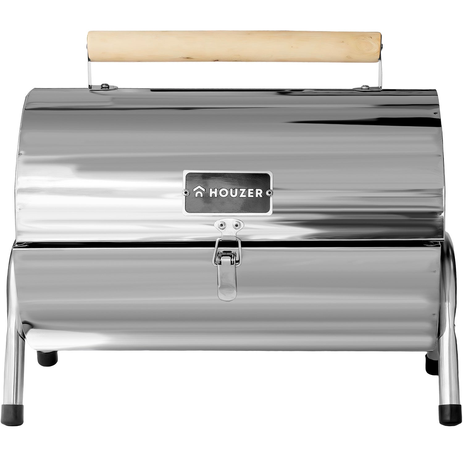 Asador Carbon Portatil Tipo Barril Cromado 2 Parrillas 42x35 Color Cromo