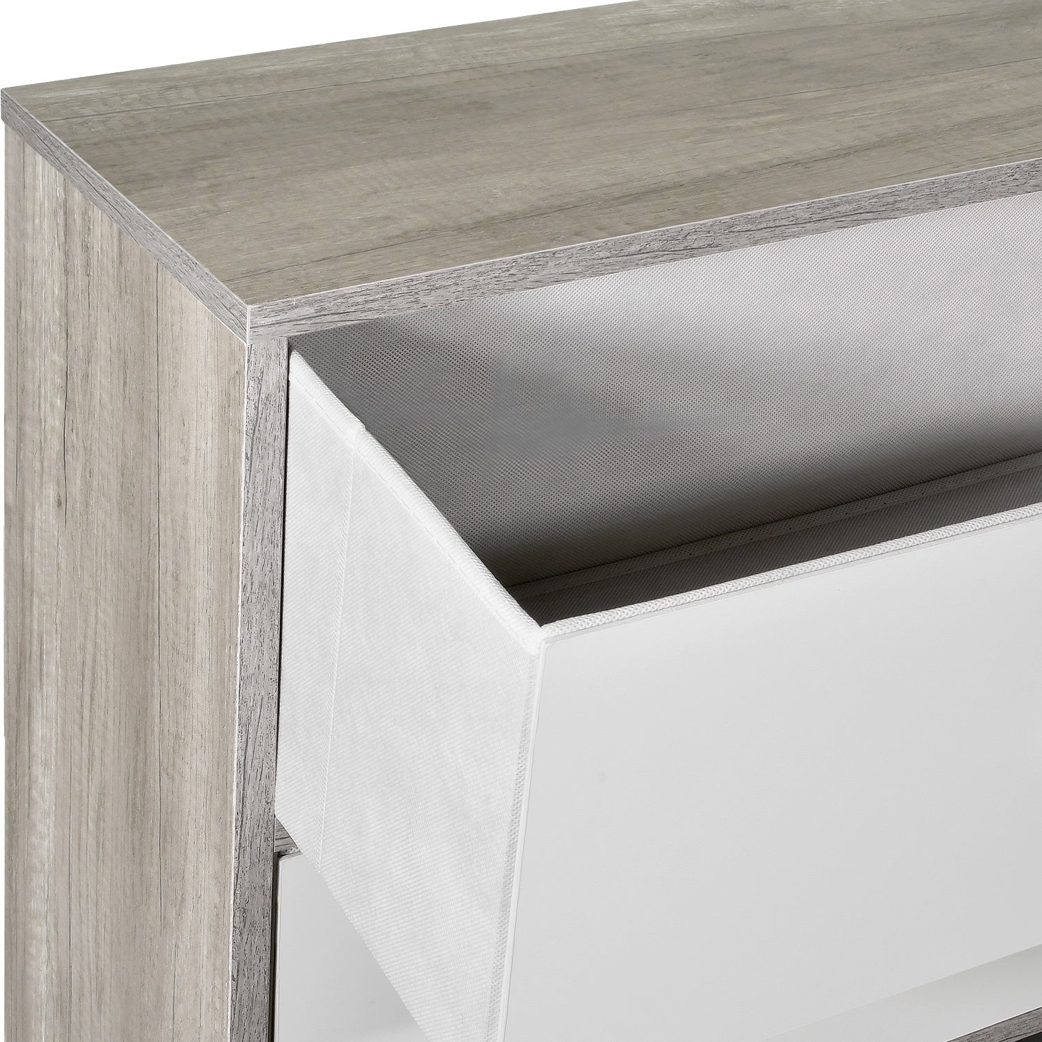Mueble Comoda Cajonera 6 Cajones Tela Estructura Acero Mdf Color Beige