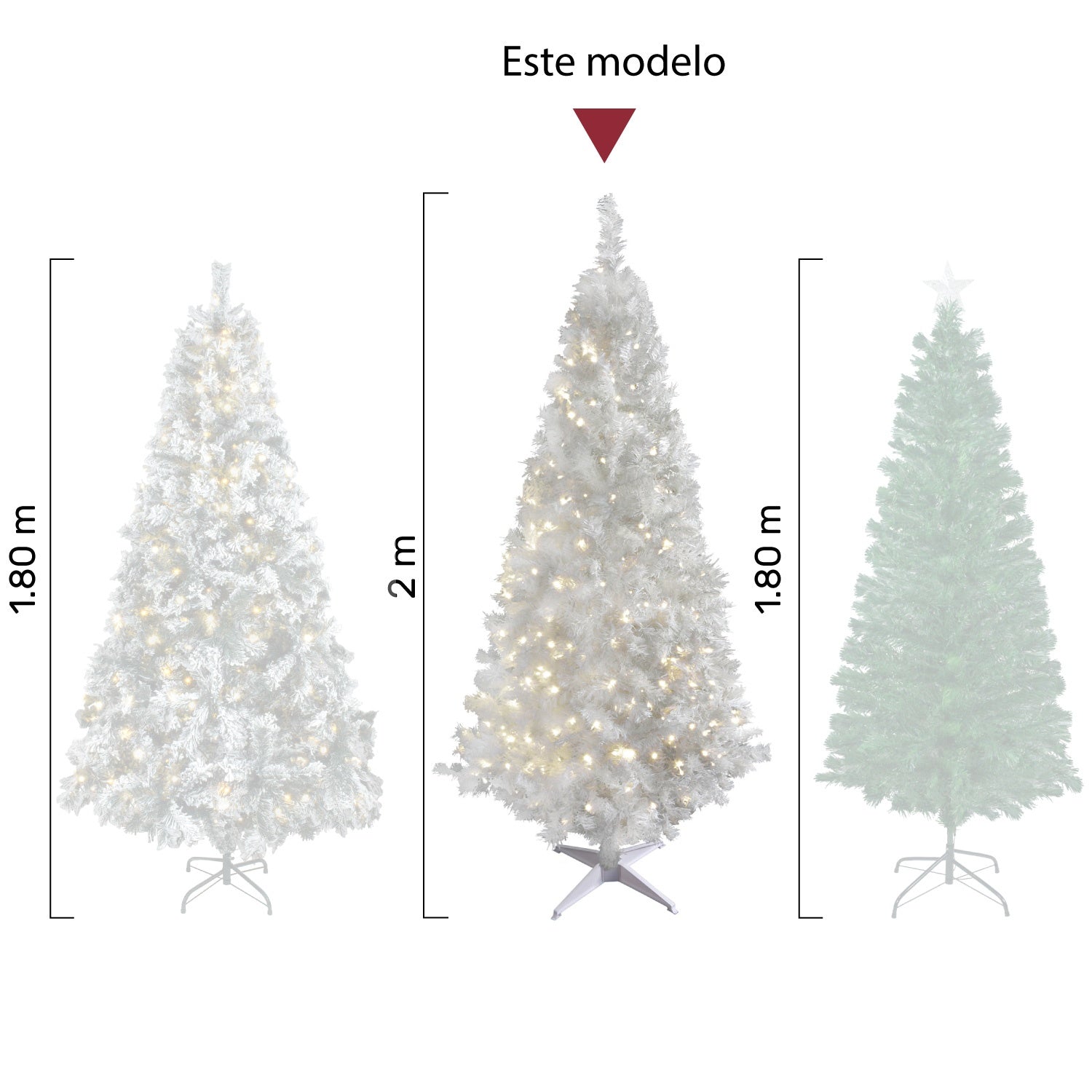 Arbol Navidad Blanco 2.0 Mts Luces Led 600 Ramas Frondoso
