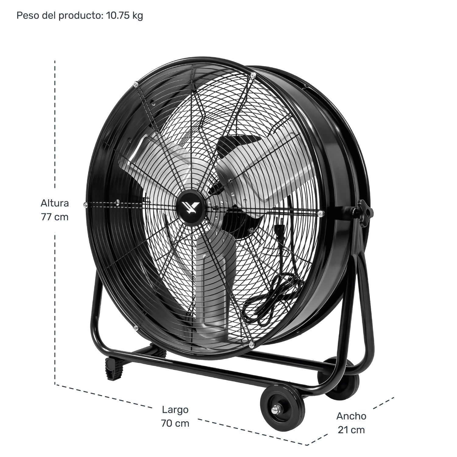 Ventilador Industrial Gutstark Metalico Piso 180w 2 Velocidades 30&