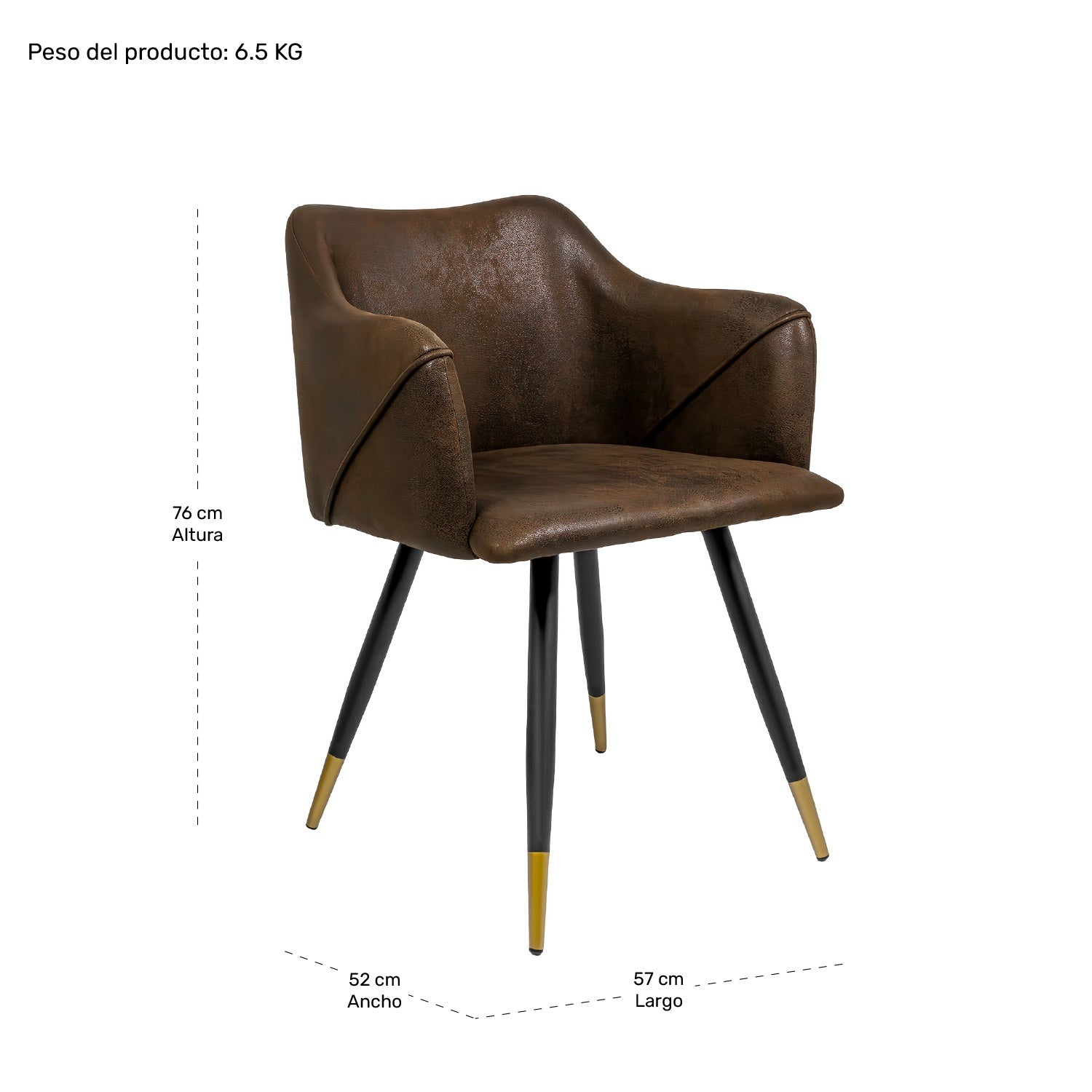 Set 2 Sillas Sillones Juego Comedor Cocina Suede Gamuza Cafe Color De La Estructura De La Silla Negro