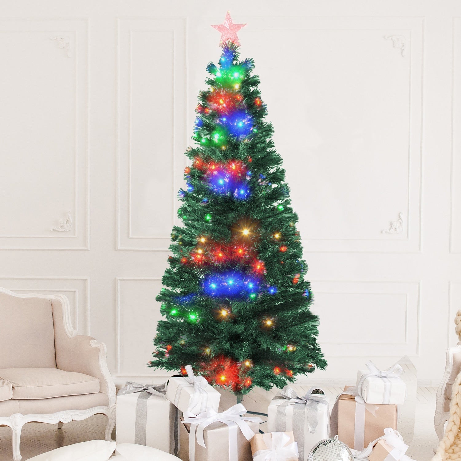 Arbol Navidad Led Fibra Optica 180 Cm 200 Ramas + Estrella