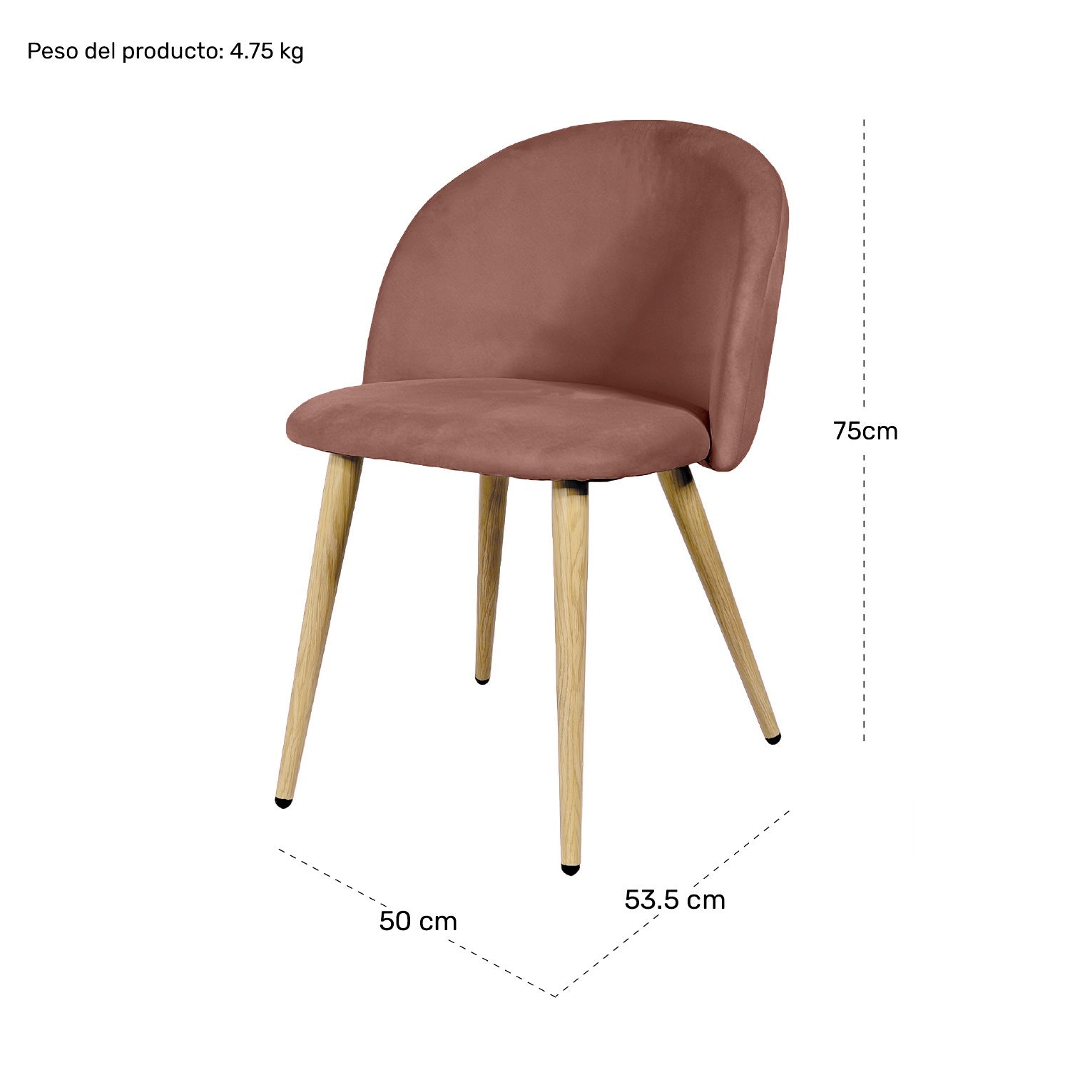 Silla Comedor Terciopelo Moderna Acolchada Rosa
