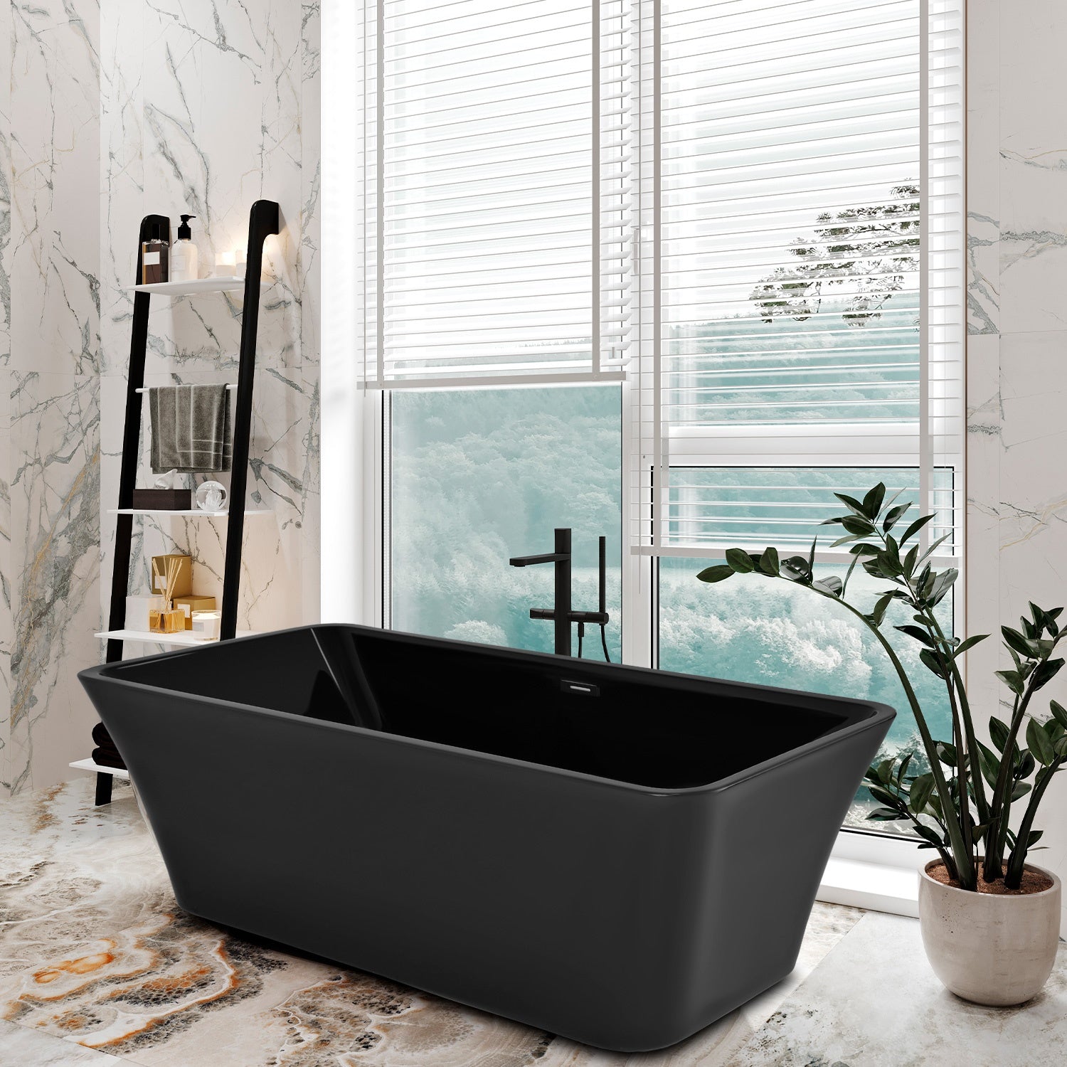 Tina Baño Premium Lujo 280l Fibra Vidrio 172x77x62 Cm Negra
