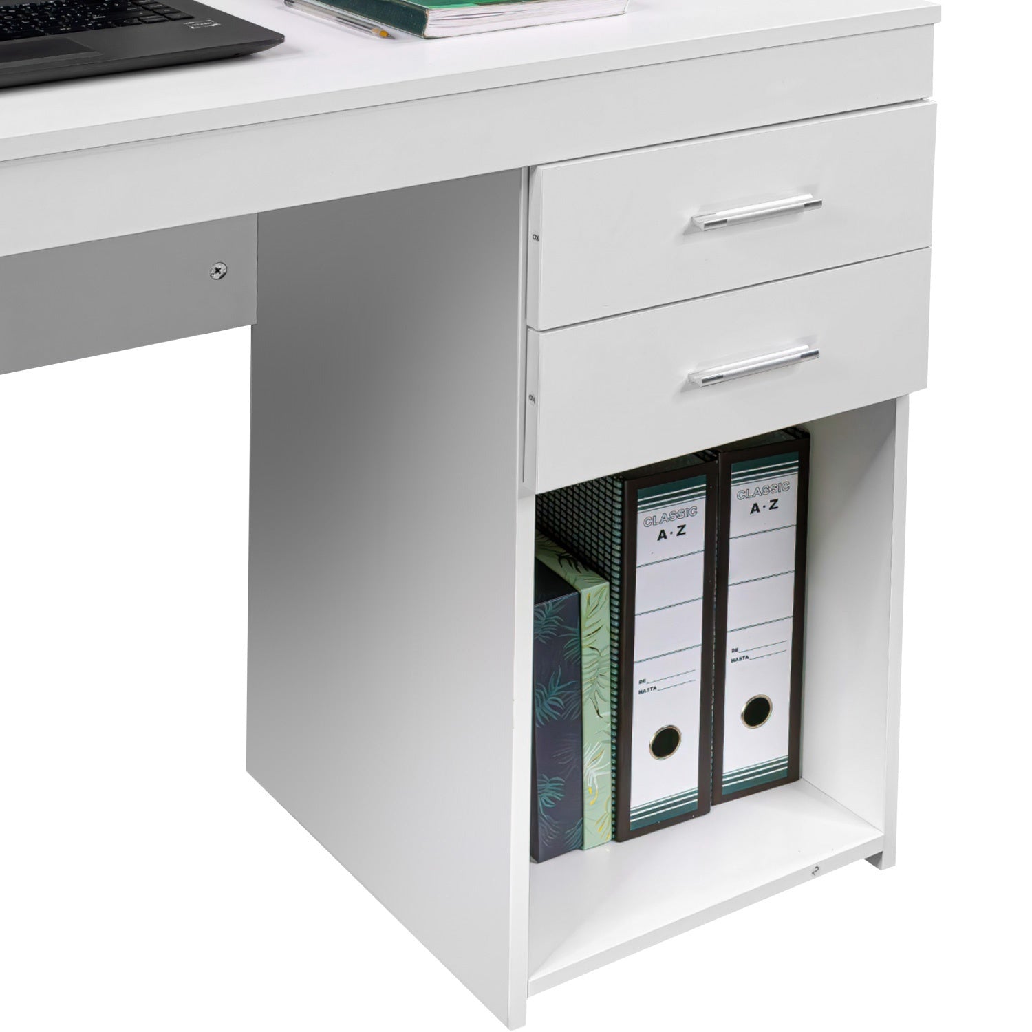 Escritorio Ejecutivo Blanco Moderno Cajonera Doble Oficina