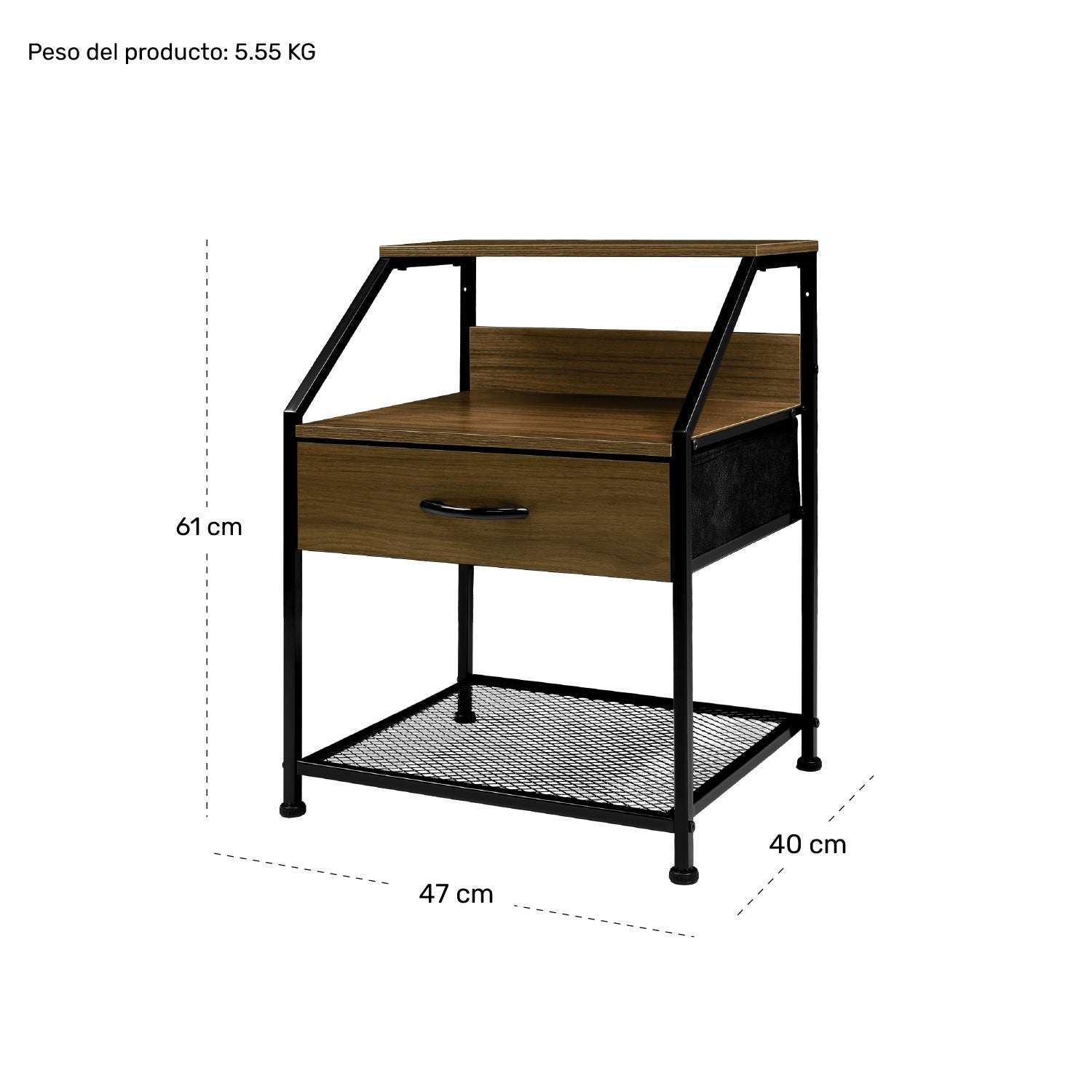 Buro Con Balda Comoda Mesa Mueble Noche 1 Cajon Moderno Cafe
