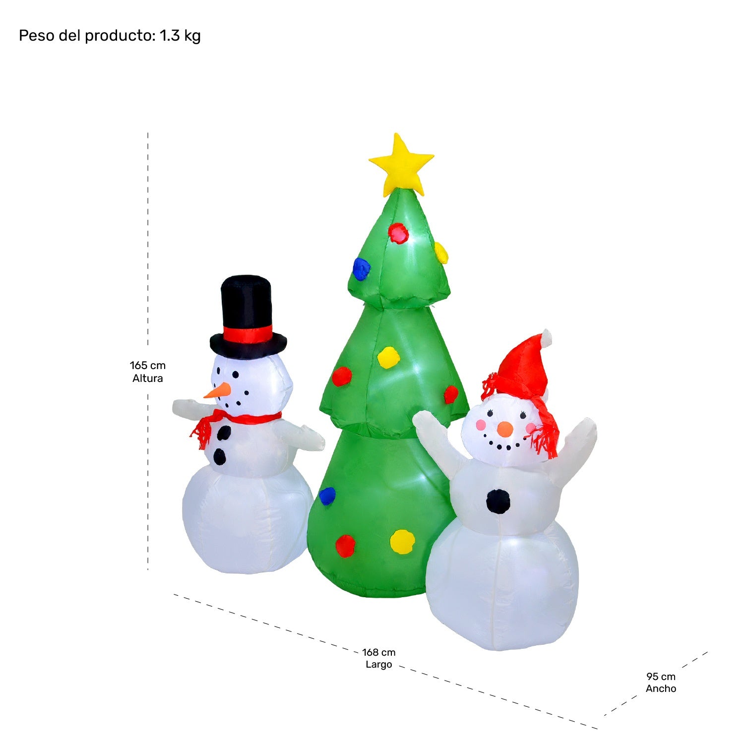 Inflable Navidad 1.7m Arbol Muñecos De Nieve Decoracion Led