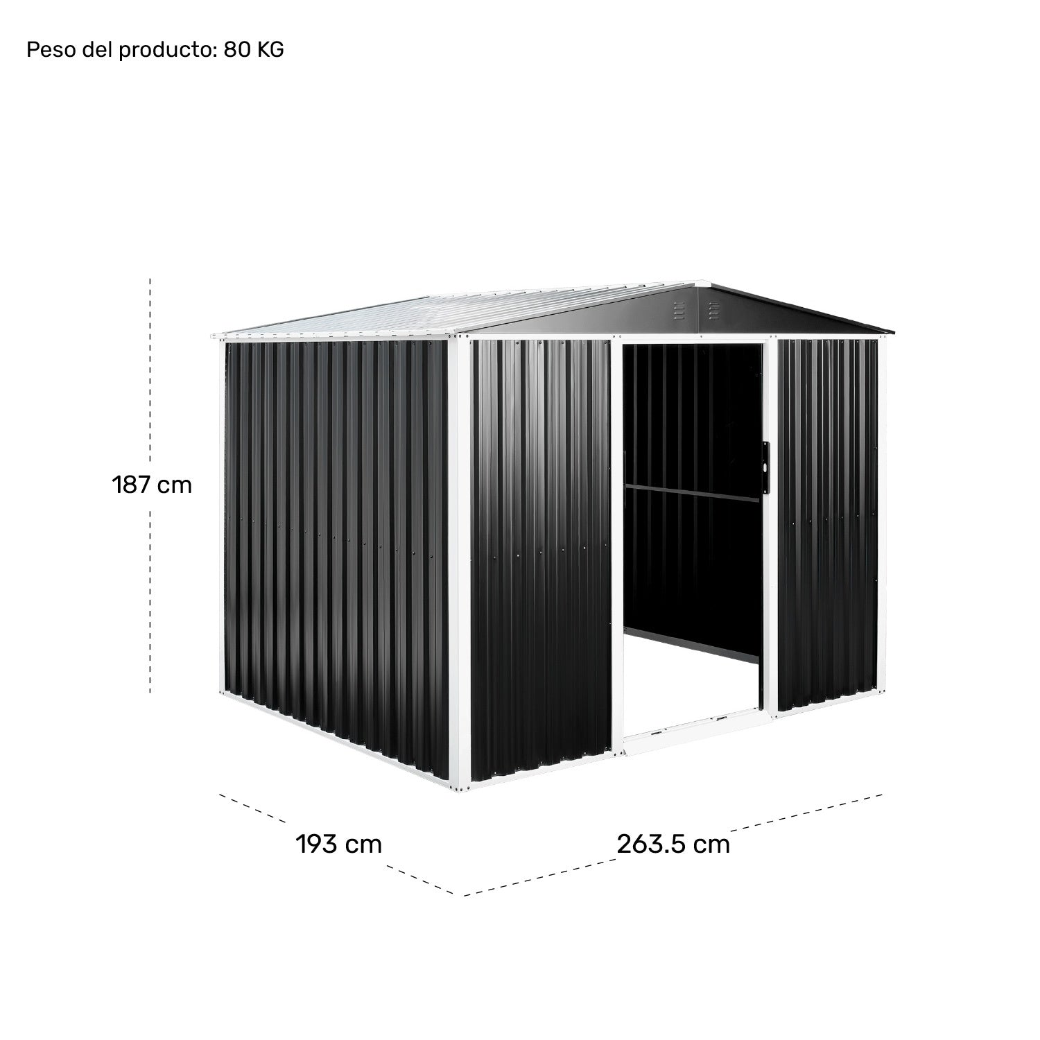 Bodega Cobertizo Exterior Contenedor Metalico 264x193x187cm