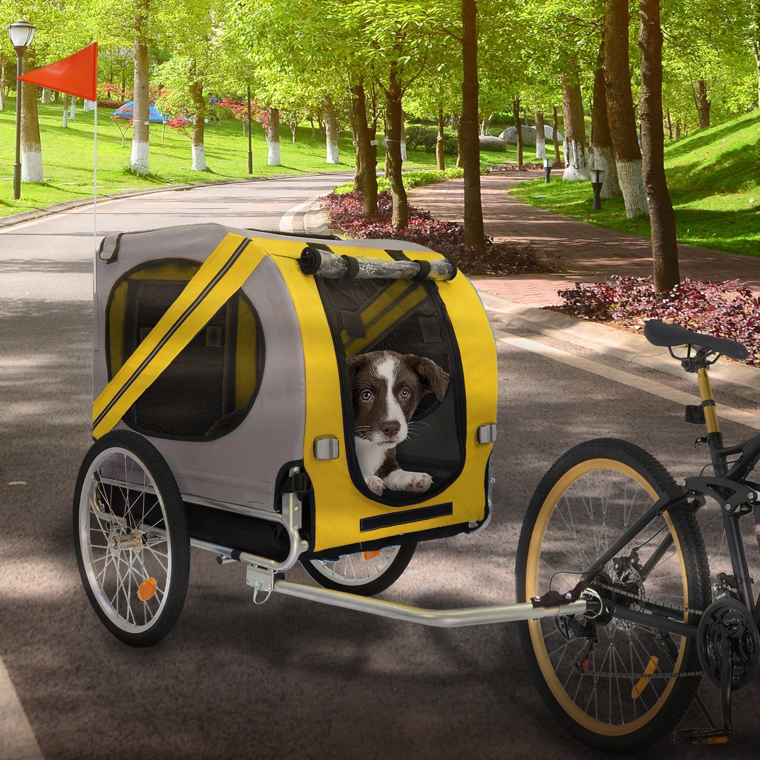 Remolque Carrito Para Bicicleta Niños Infaltil Mascotas 60kg Naranja