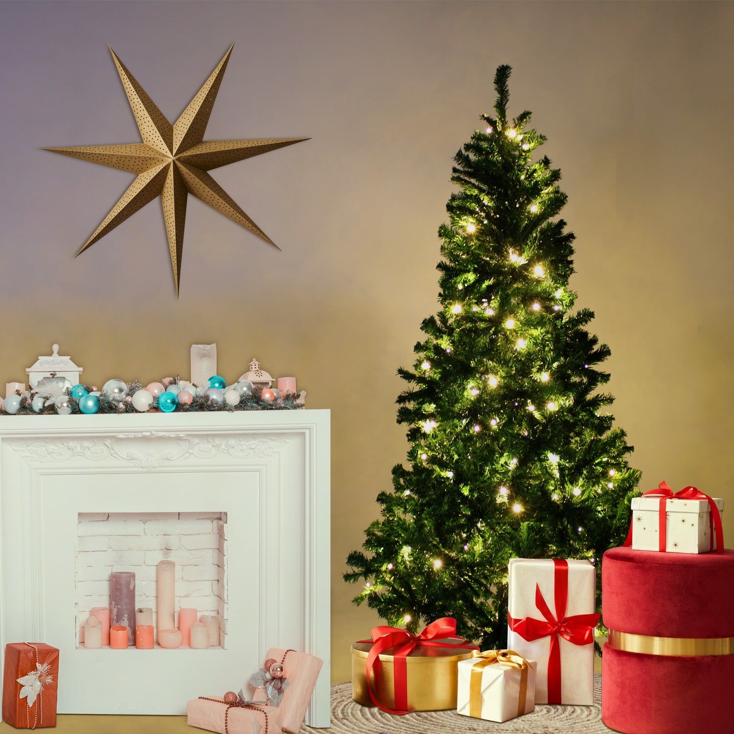 Arbol Navidad Verde Frondoso 2.20 Cm Luces Led 1104 Ramas