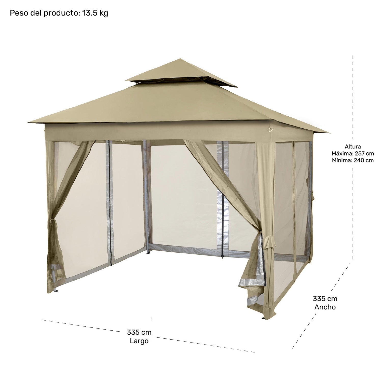 Toldo Carpa Gazebo 3x3 Plegable Mosquitero Exterior
