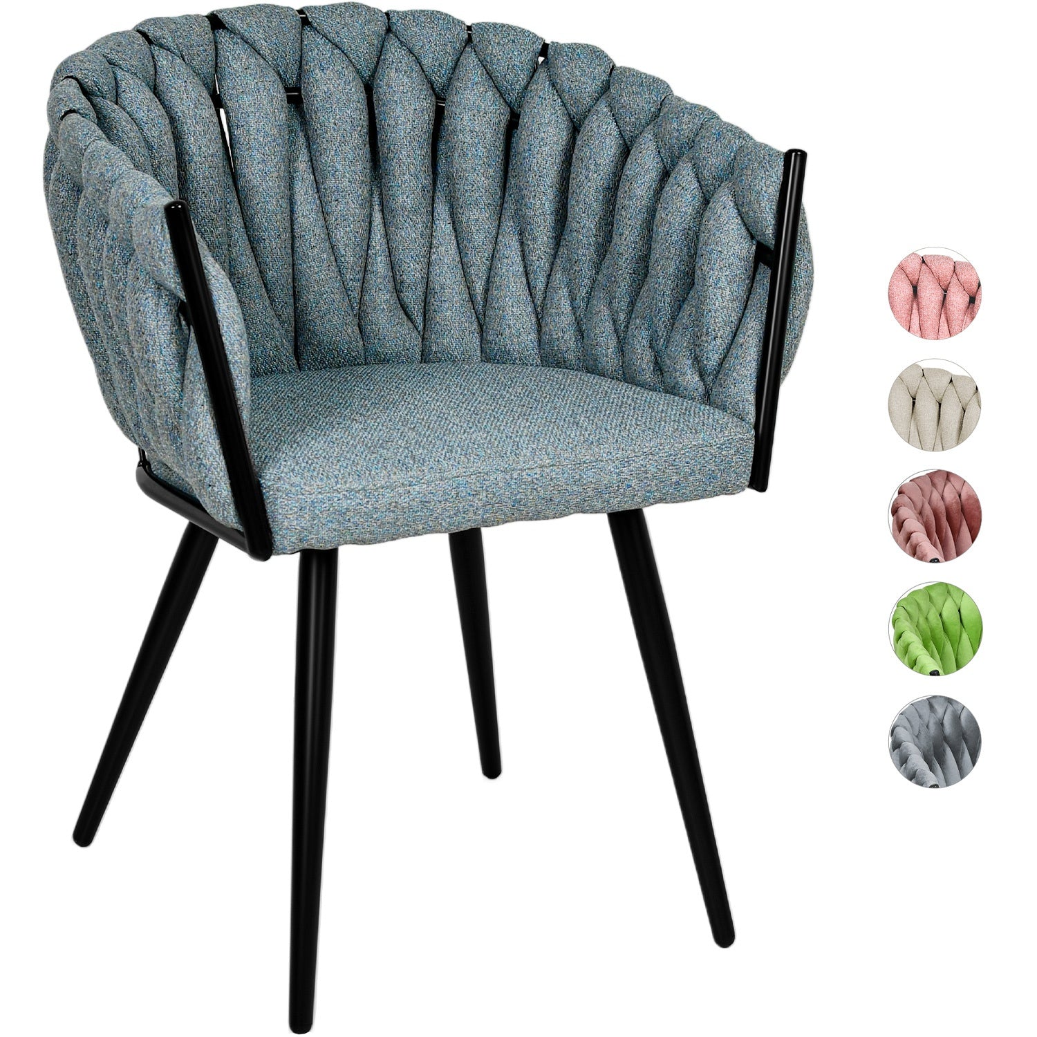 Silla Comedor Patron Tejido Elegante Moderno Verde Petróleo