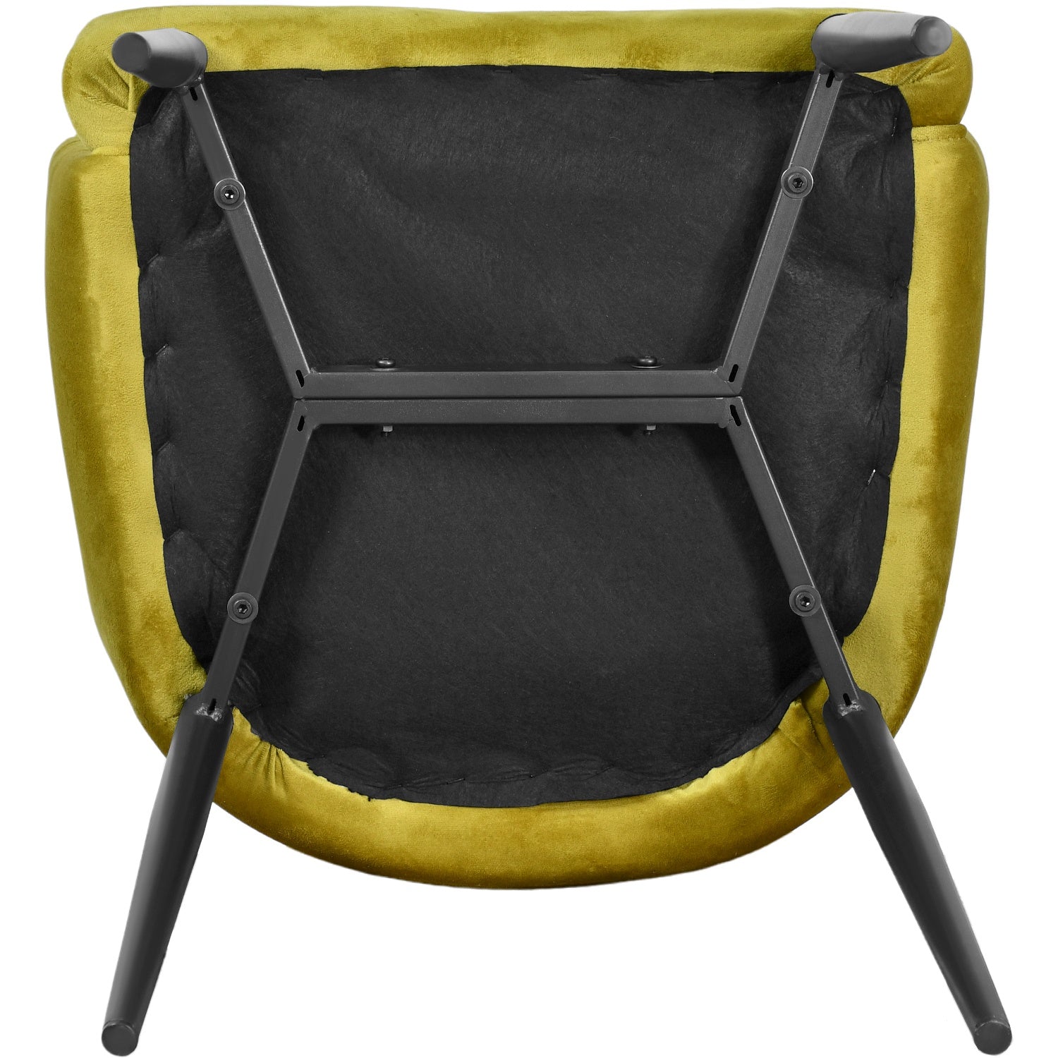 Silla Sillon Comedor Tapizado Terciopelo Moderno Amarillo