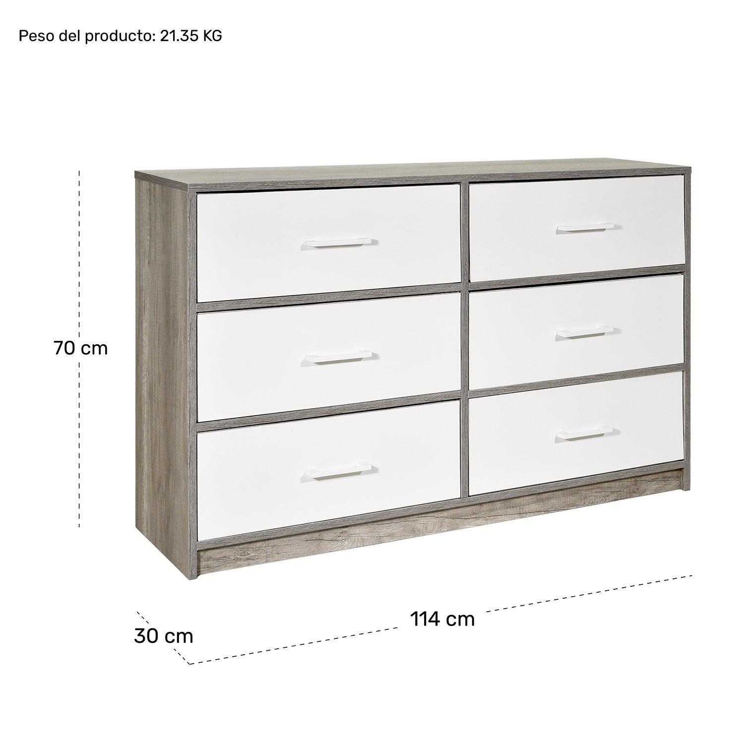 Mueble Comoda Cajonera 6 Cajones Tela Estructura Acero Mdf Color Beige