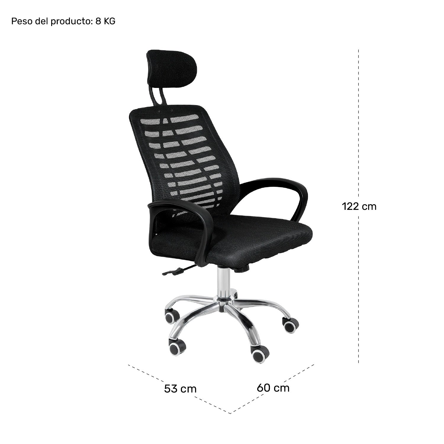 Silla De Oficina Alta Ejecutiva Escritorio Ajustable Mesh Negro