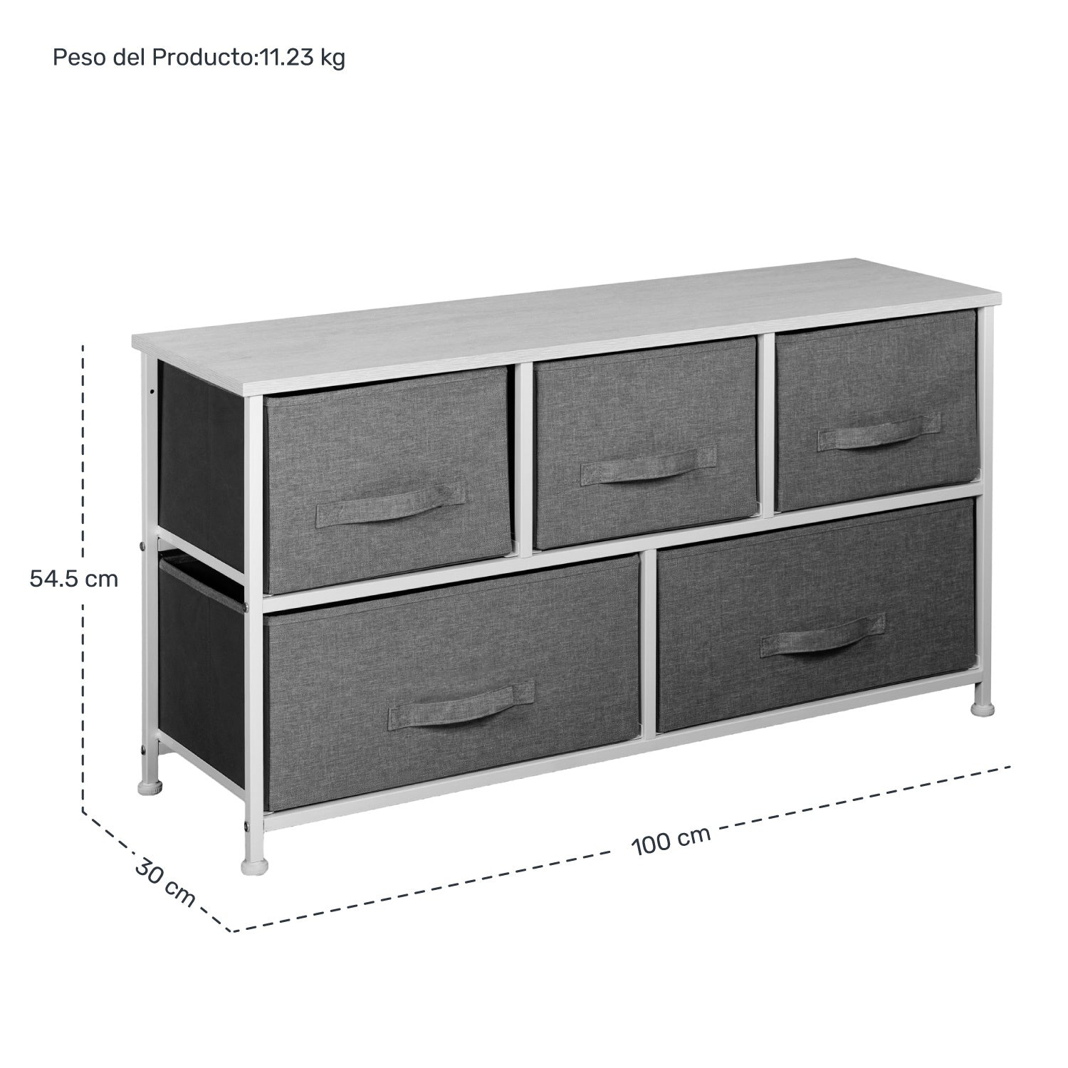 Mueble Buro Organizador Comoda Tela Metal 5 Cajoneras