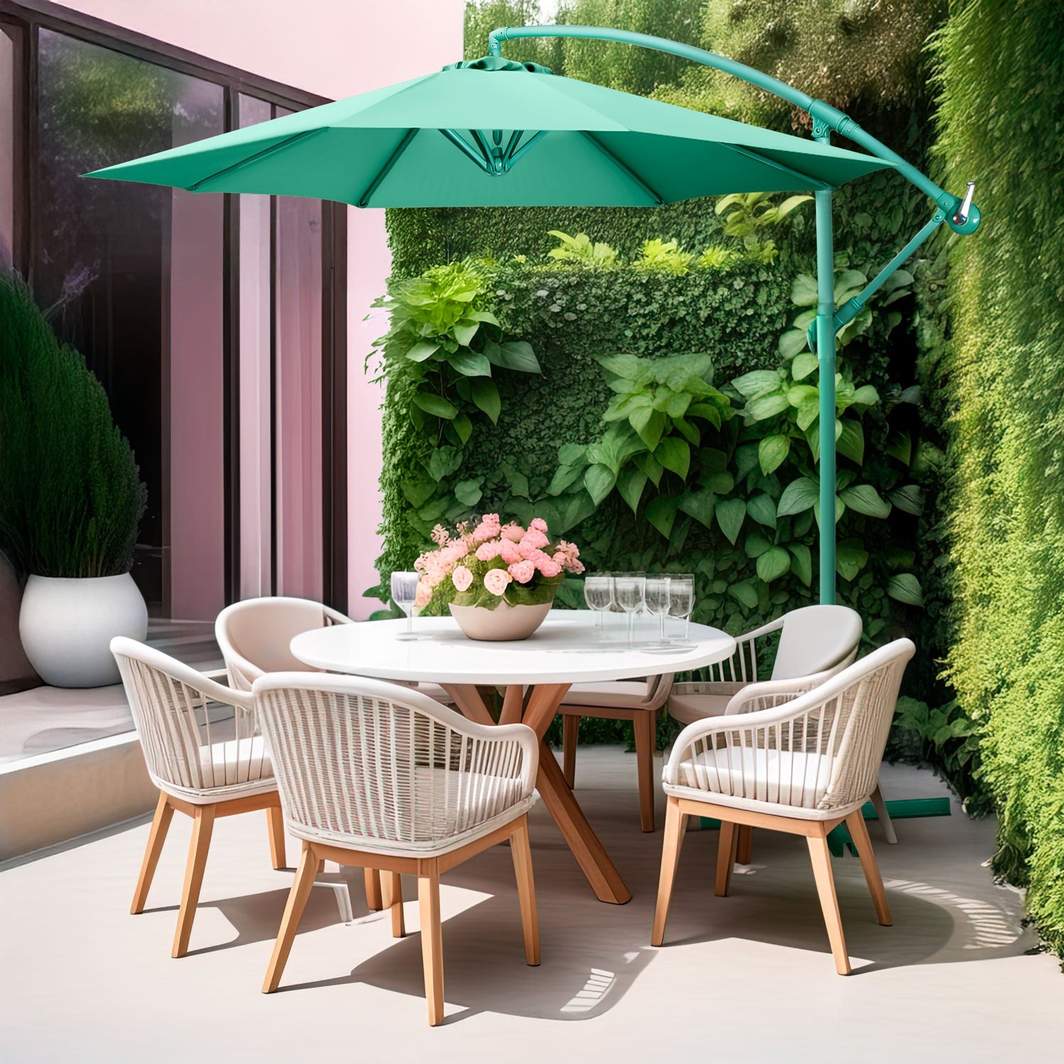 Sombrilla Moderna 2.9 M Jardin Exterior Playa Terraza Verde