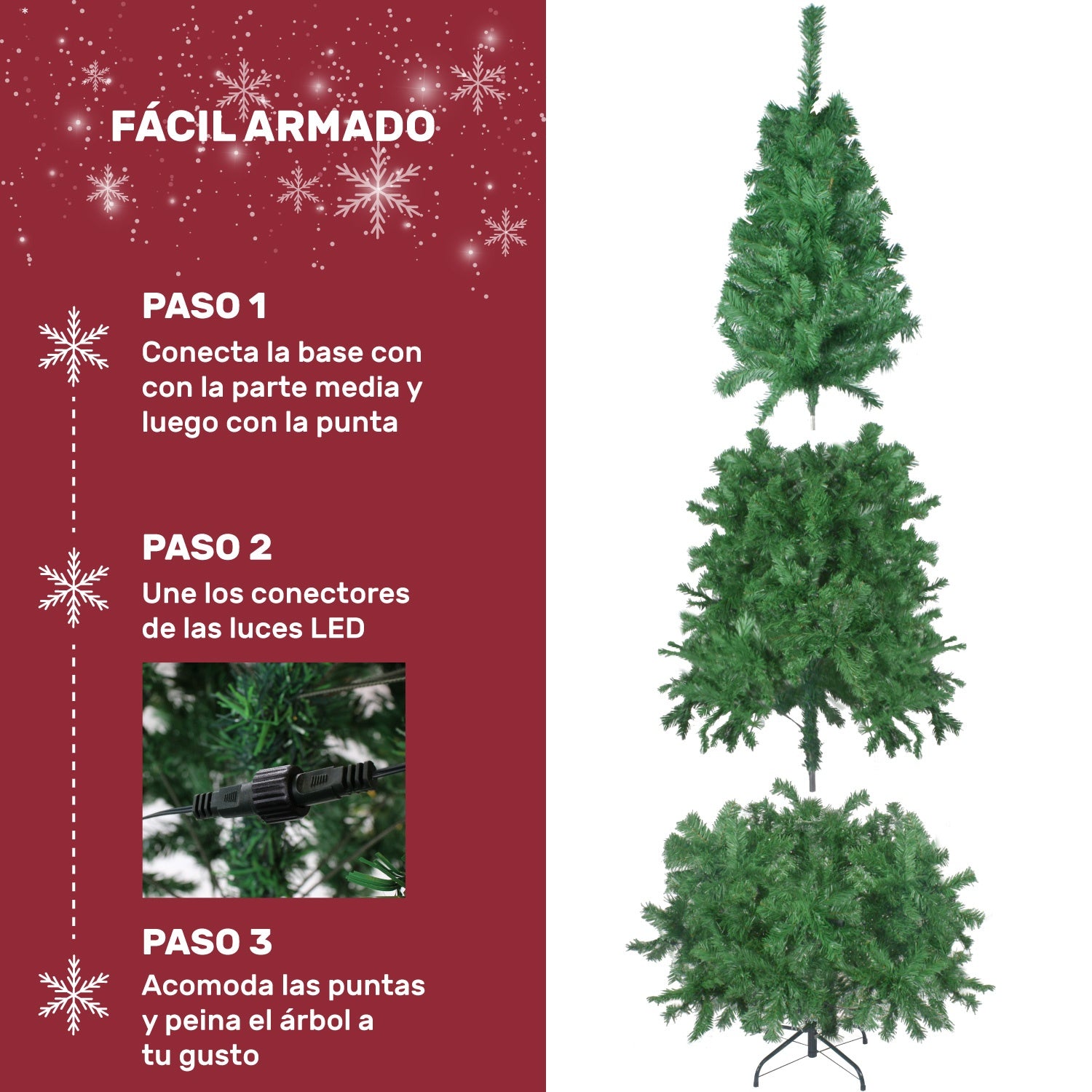 Arbol Navidad Verde 190 Cm Frondoso Luces Led 736 Ramas