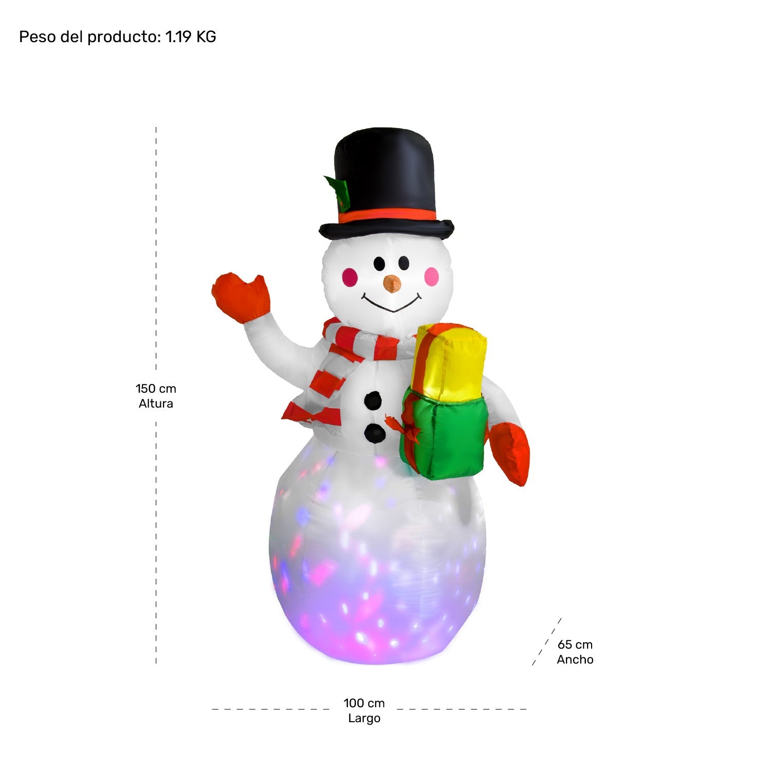 Inflable Navidad Muñeco Nieve 1.5m Decoracion Luz Led