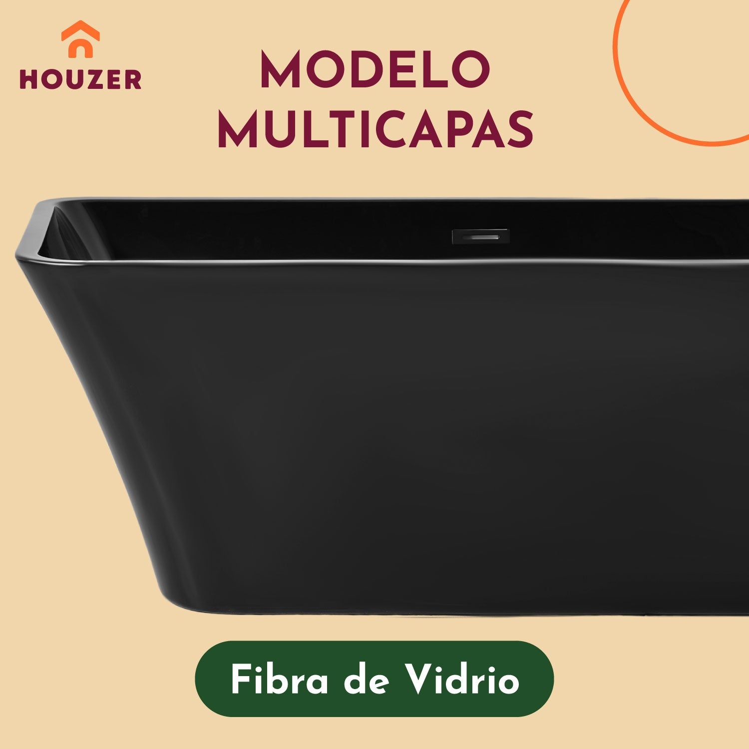 Tina Baño Premium Lujo 280l Fibra Vidrio 172x77x62 Cm Negra
