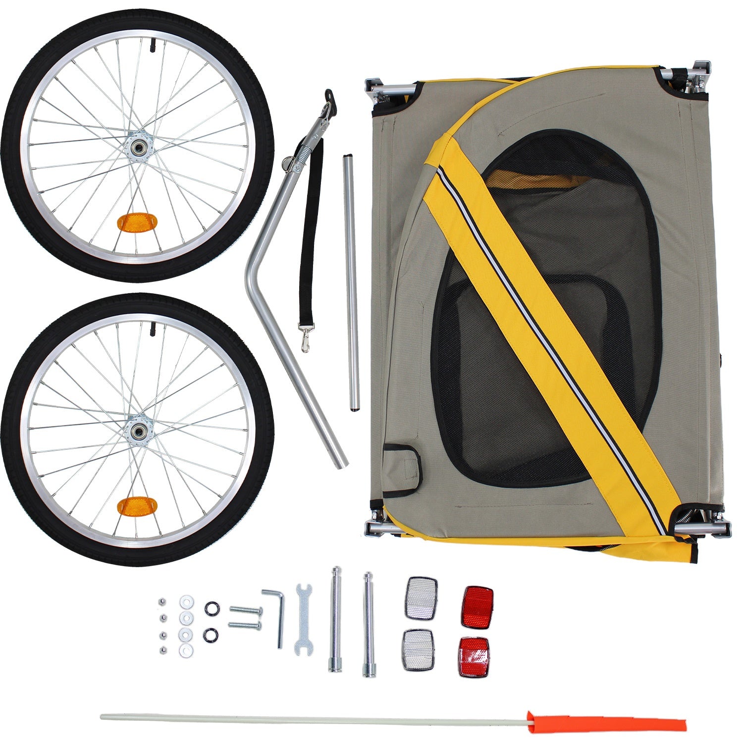 Remolque Carrito Para Bicicleta Niños Infaltil Mascotas 60kg Naranja