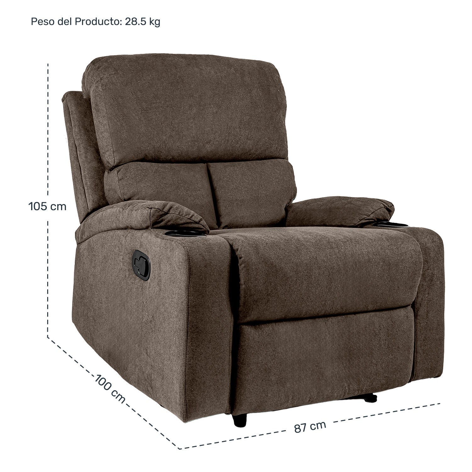 Sillón Reclinable Reposet Moderno Minimalista Sala Cafe
