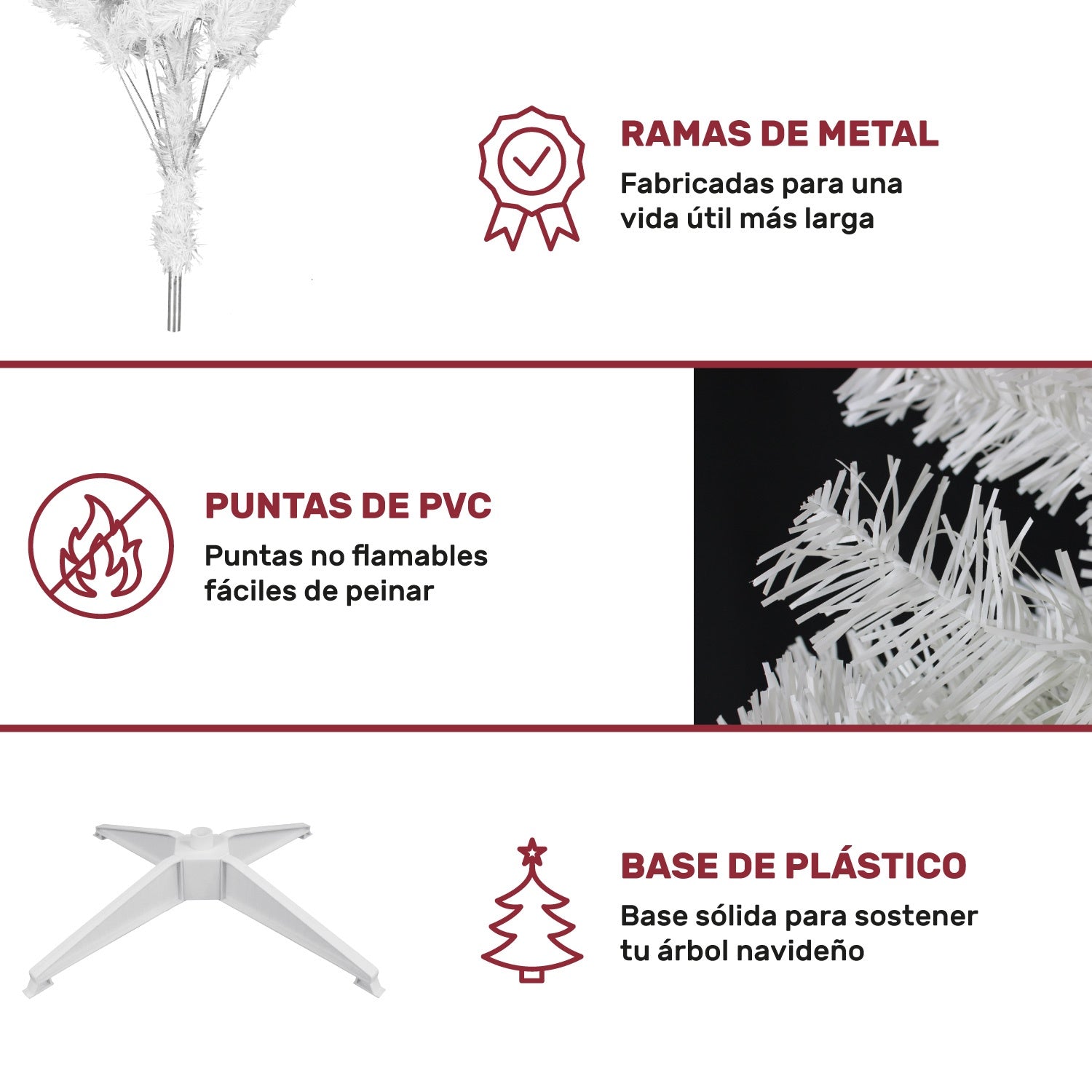 Arbol Navidad Blanco 2.0 Mts Luces Led 600 Ramas Frondoso